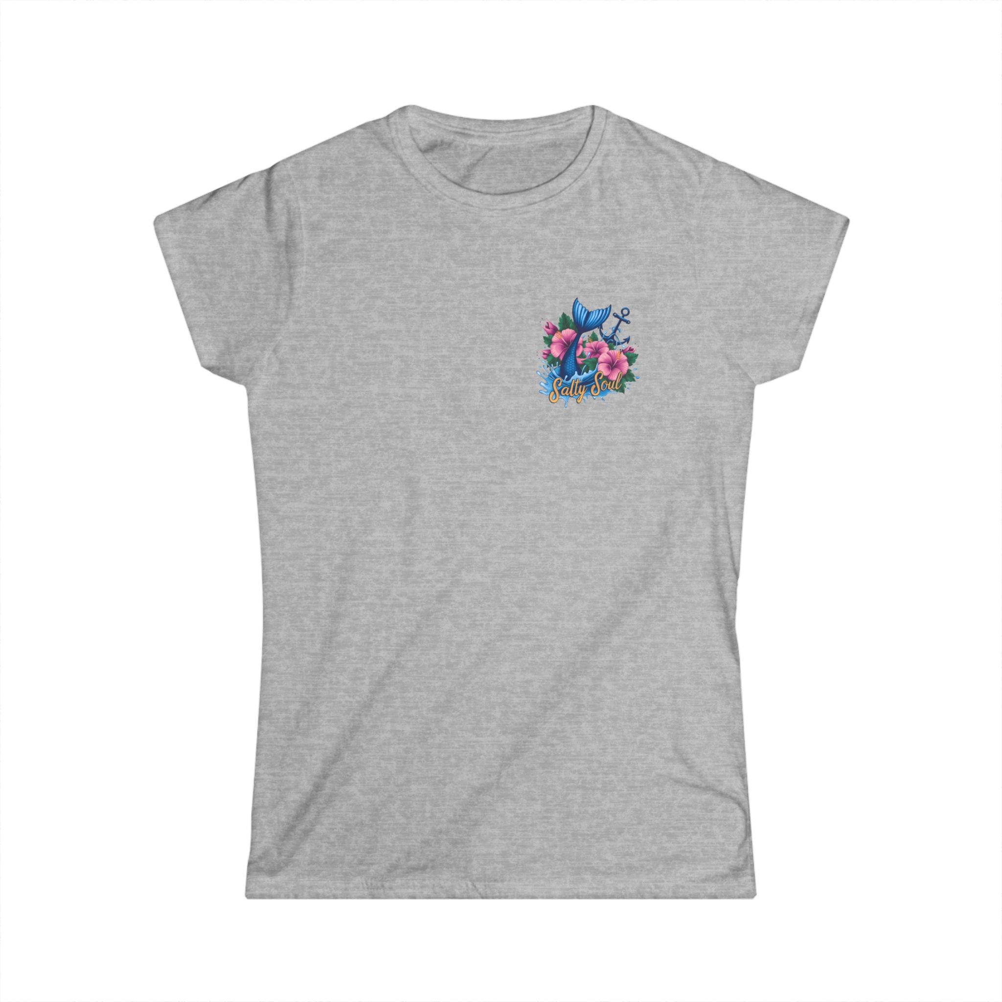 Salty Soul Floral Anchor Beach T-Shirt — Cute Nautical Gift for Women Graphic Tee