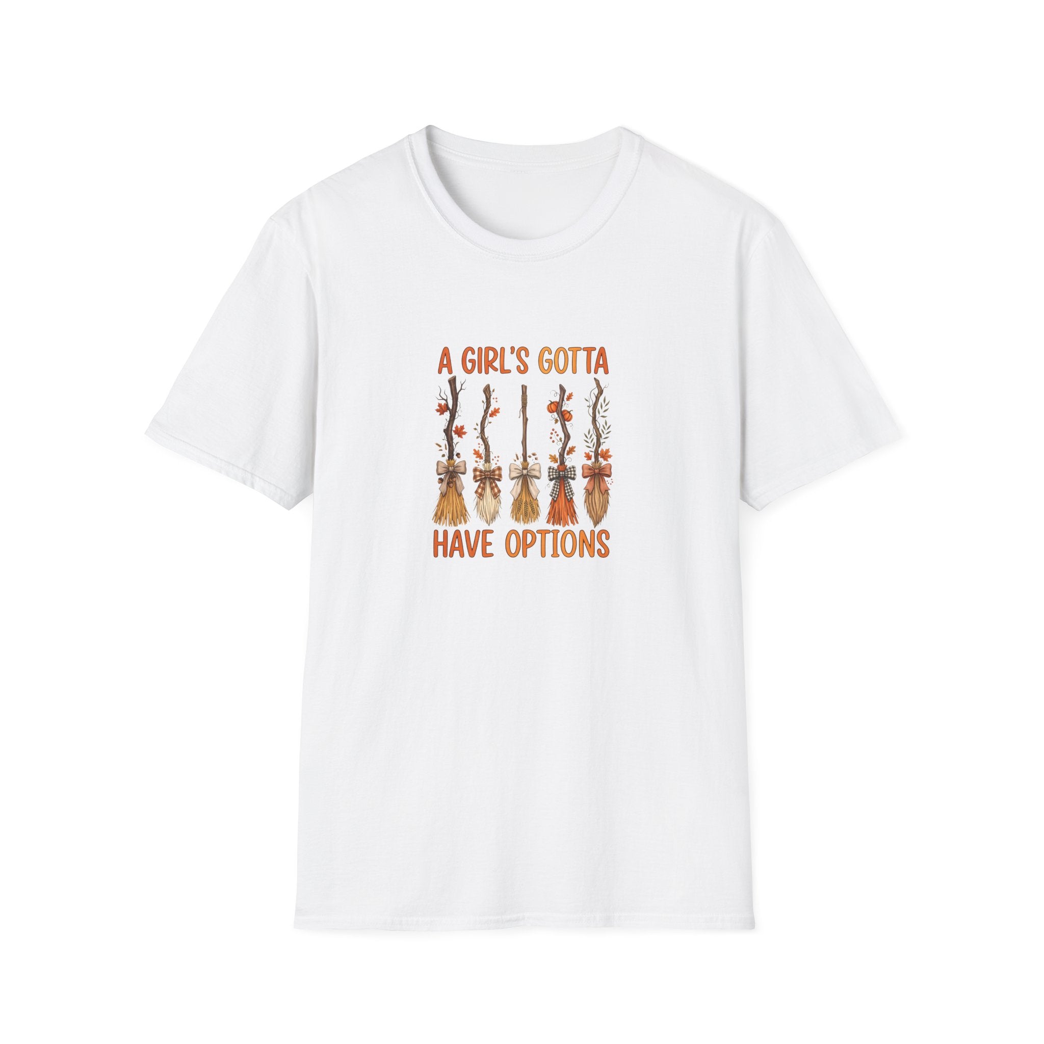 A Girl's Gotta Have Options Witch Brooms T-Shirt — Funny Halloween Gift for Women