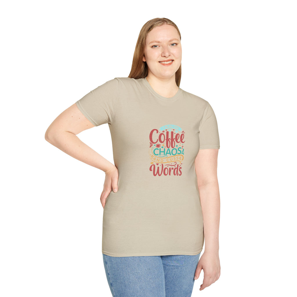 I Run on Coffee Chaos and Cuss Words T-Shirt — Funny Gift for Her Sarcastic Mom Tee