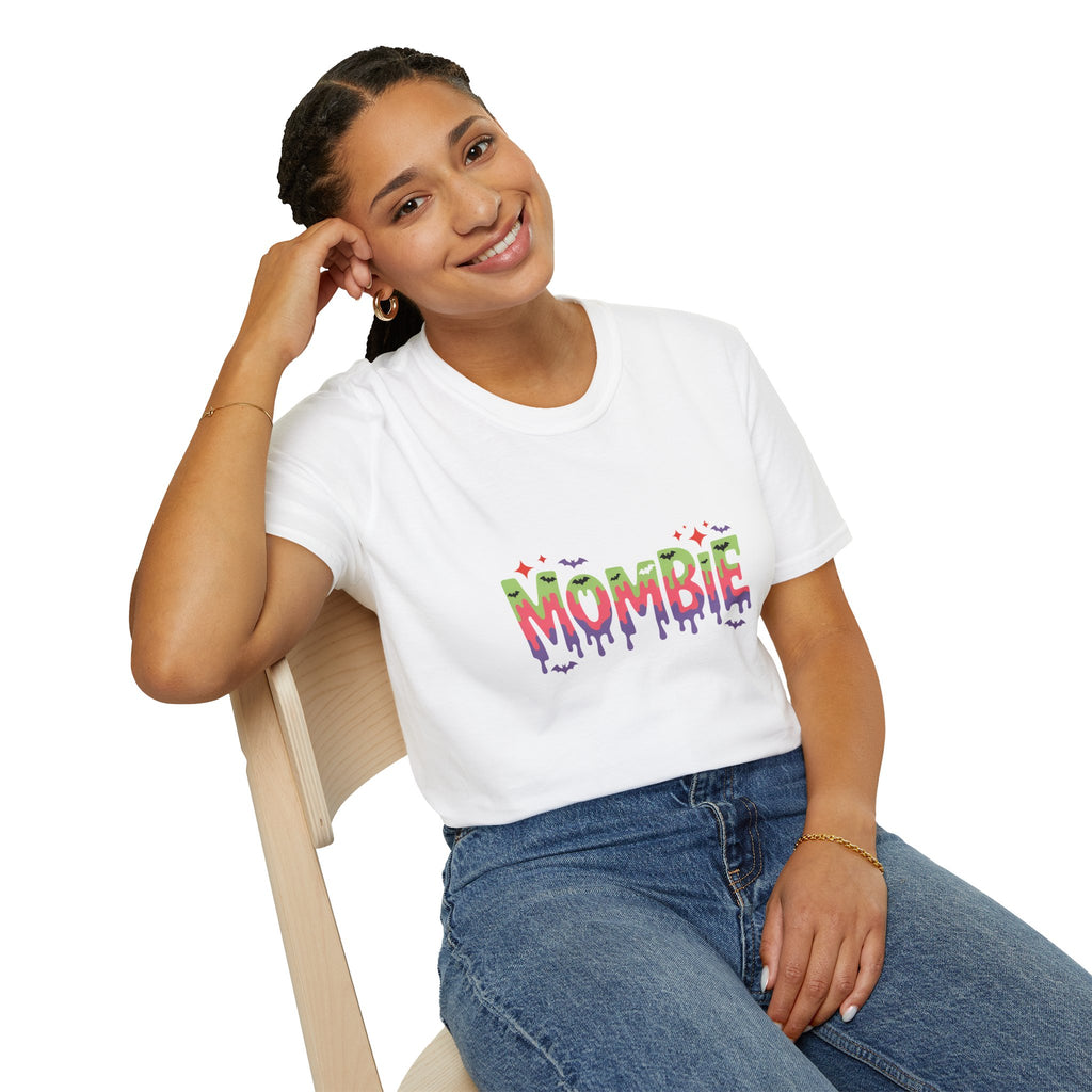 Mombie Halloween T-Shirt — Funny Zombie Mom Gift for Her Neon Graphic Tee