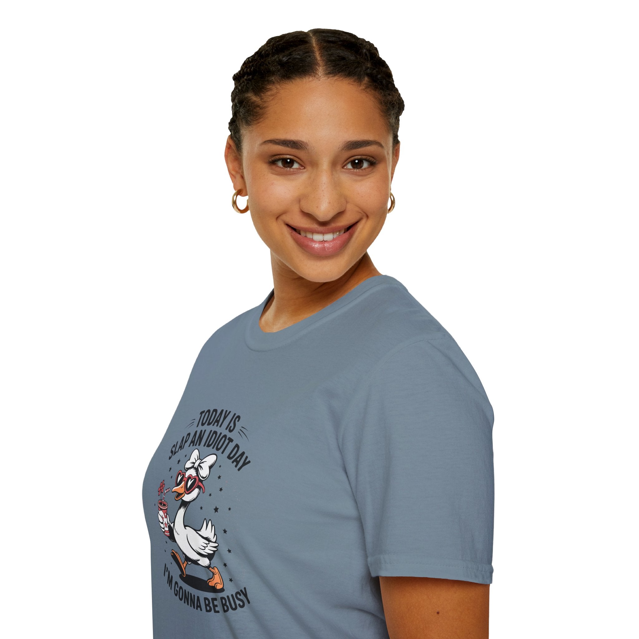 Today Is Slap An Idiot Day Duck T-Shirt — Funny Sarcastic Gift for Her Graphic Tee