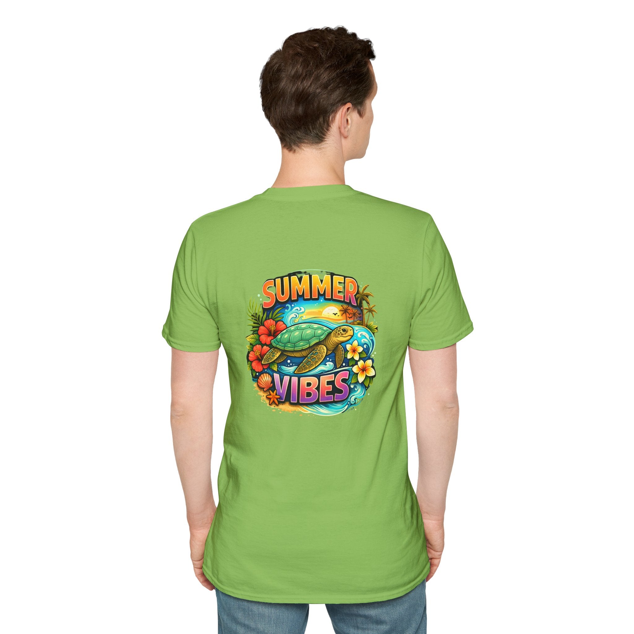 Summer Vibes Sea Turtle T-Shirt — Cute Beach Gift for Women Surf Floral Graphic Tee