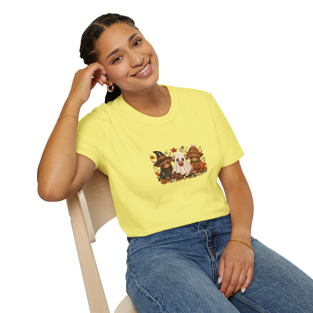 Halloween Cows Trio T-Shirt — Cute Funny Gift for Her Ghost & Pumpkin Fall Tee