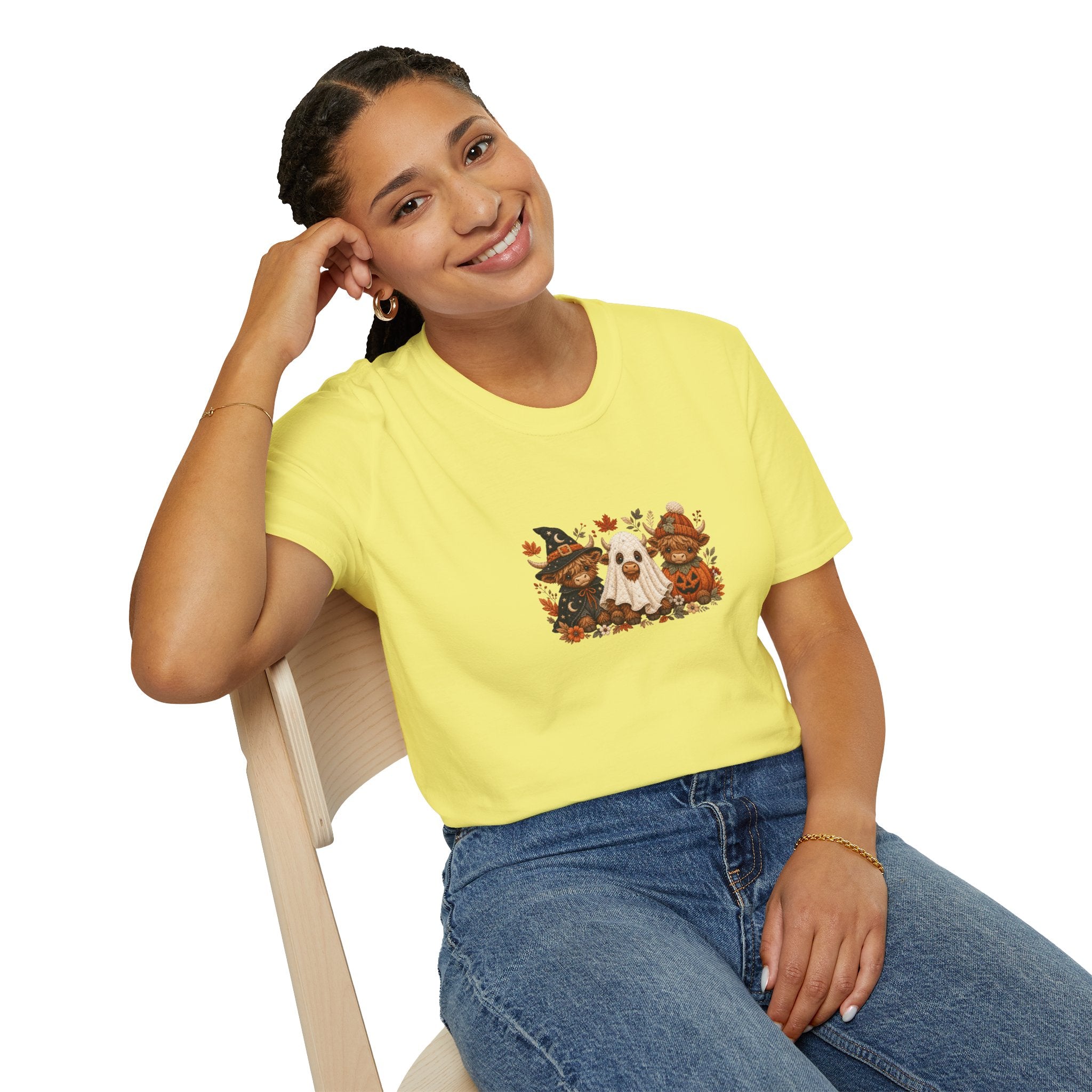 Halloween Cows Trio T-Shirt — Cute Funny Gift for Her Ghost & Pumpkin Fall Tee