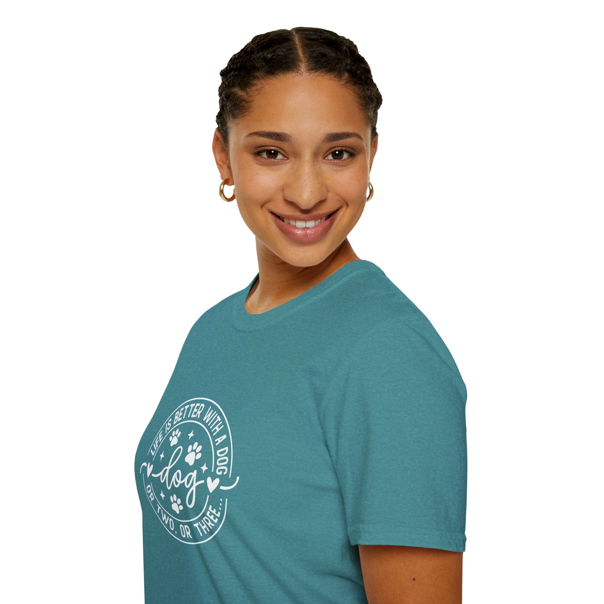 Life Is Better With a Dog T-Shirt — Funny Dog Lover Gift for Women Paw Print Tee