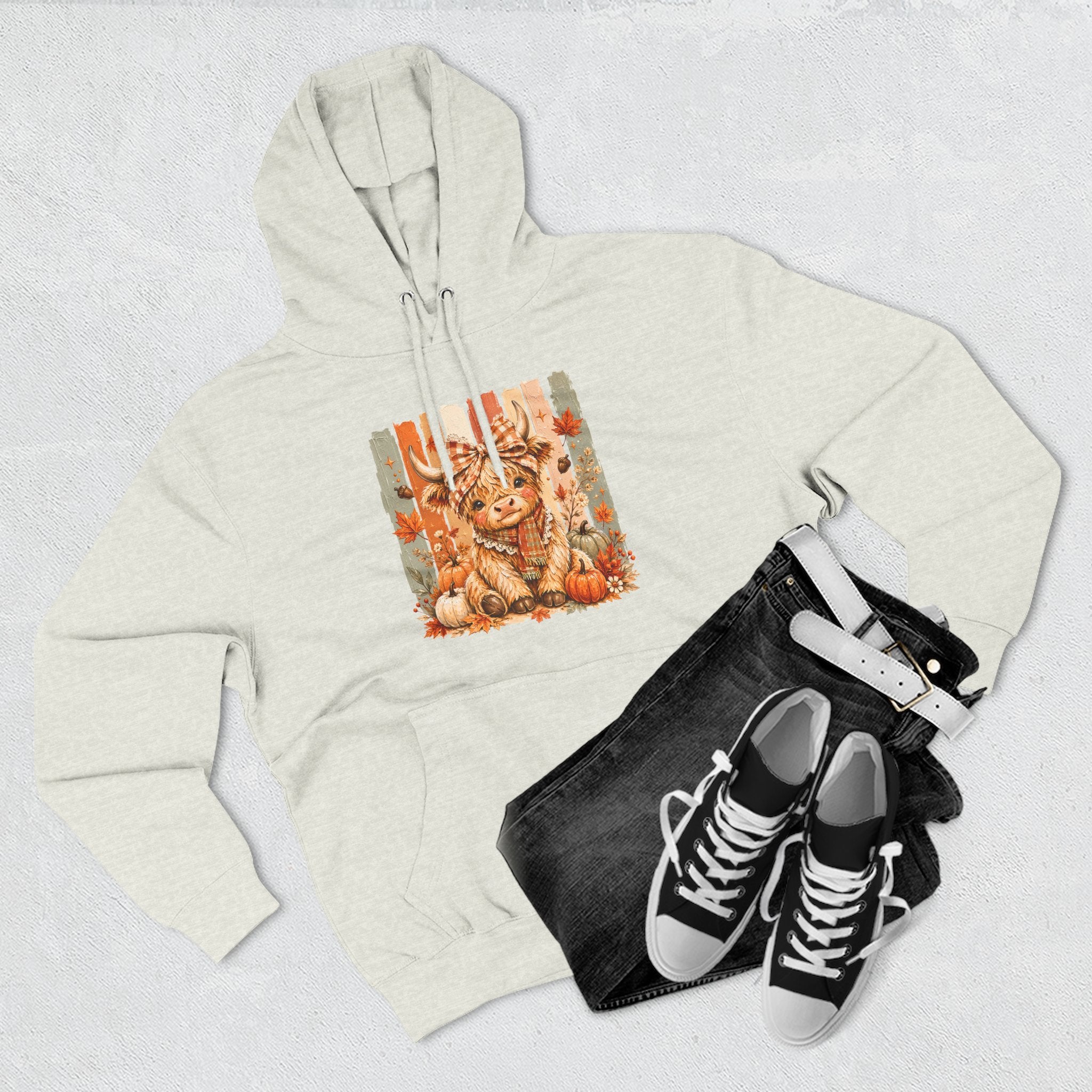 Autumn Pumpkin Cow Hoodie — Cute Fall Gift for Women Cozy Graphic Pullover