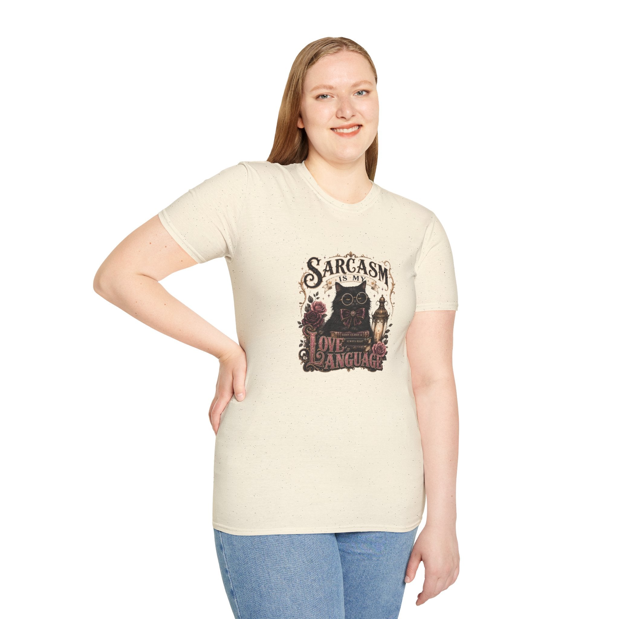 Sarcasm Is My Love Language Cat T-Shirt — Funny Gift for Her Vintage Graphic Tee