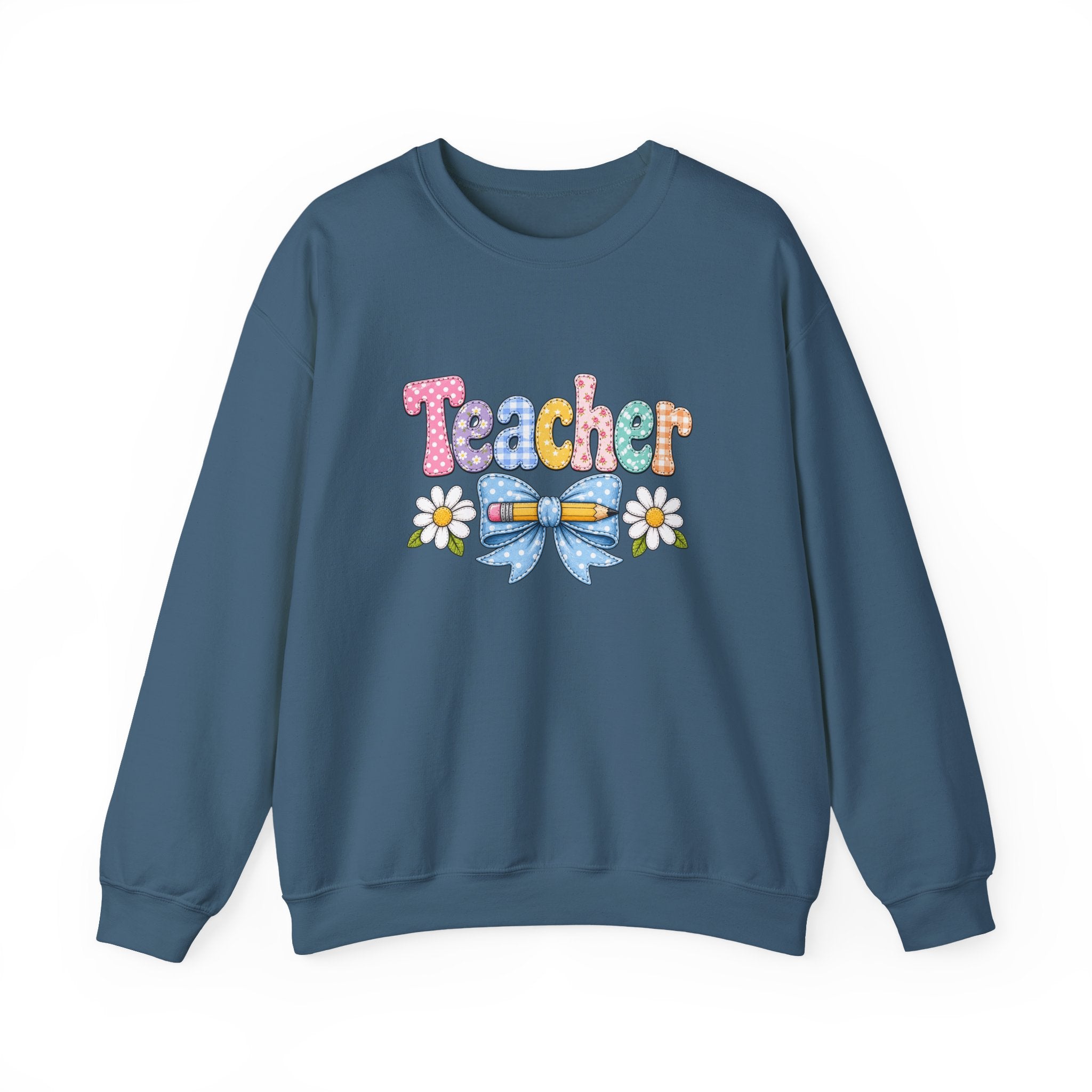 Teacher Floral Bow Sweatshirt — Cute Pastel Gift for Teachers Appreciation Crewneck