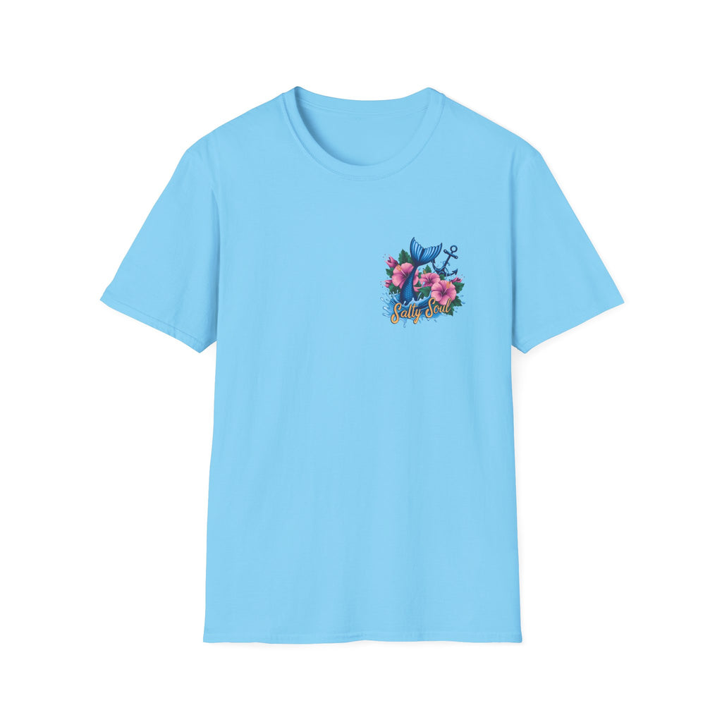 Salty Soul Mermaid Anchor Floral T-Shirt — Cute Beach Gift for Women Nautical Tee