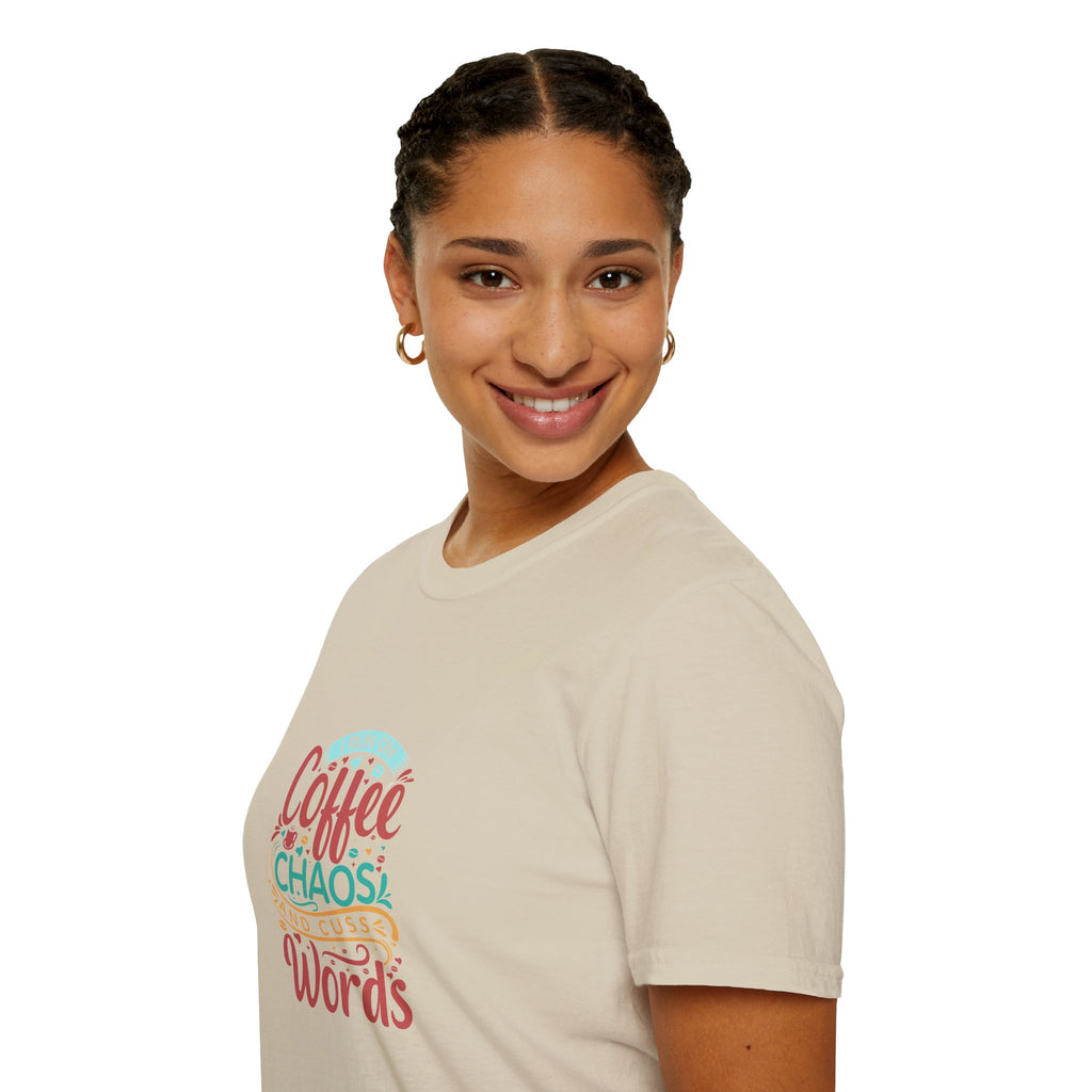 I Run on Coffee Chaos and Cuss Words T-Shirt — Funny Gift for Her Sarcastic Mom Tee