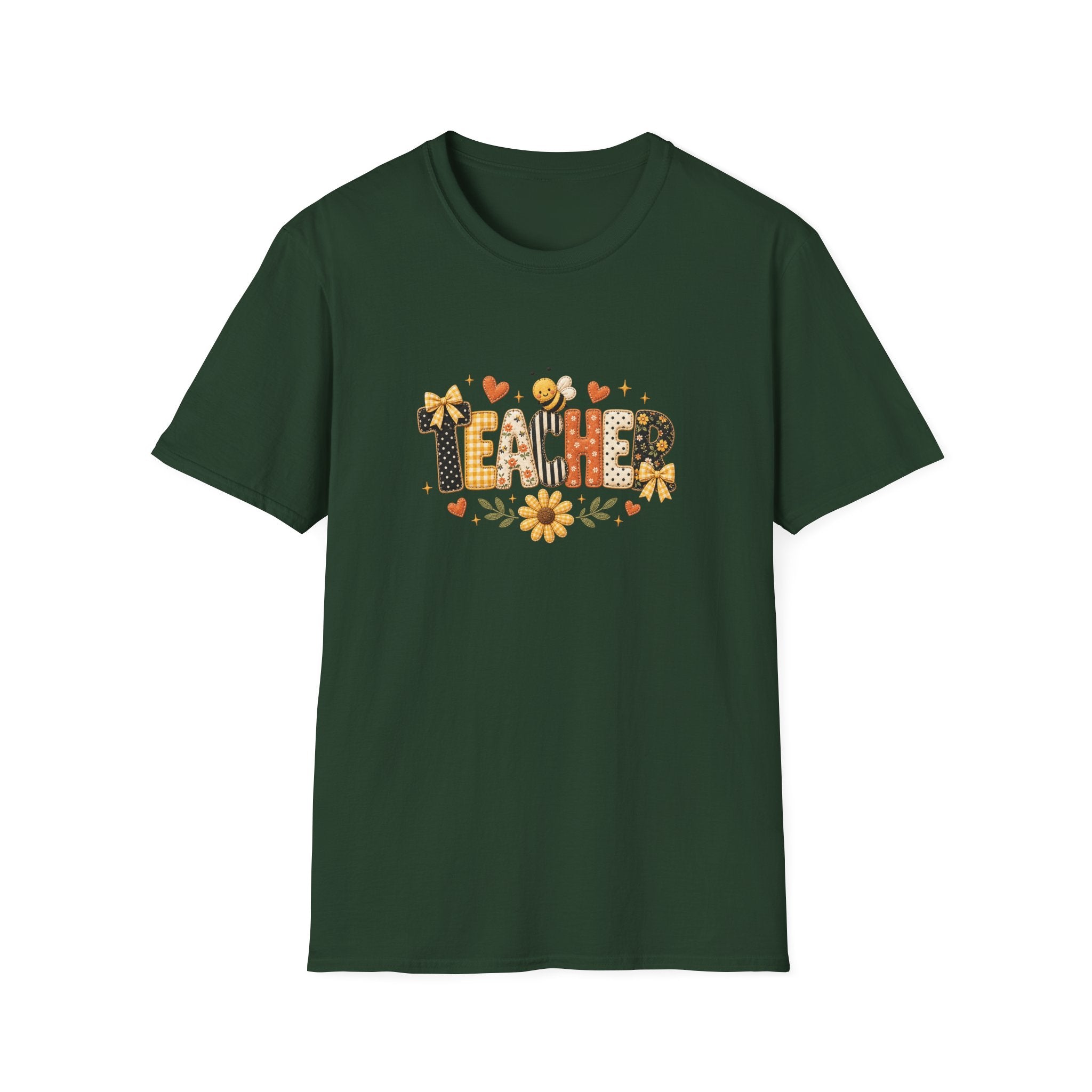 Teacher Floral Bee T-Shirt — Cute Back-to-School Gift for Teachers Graphic Tee