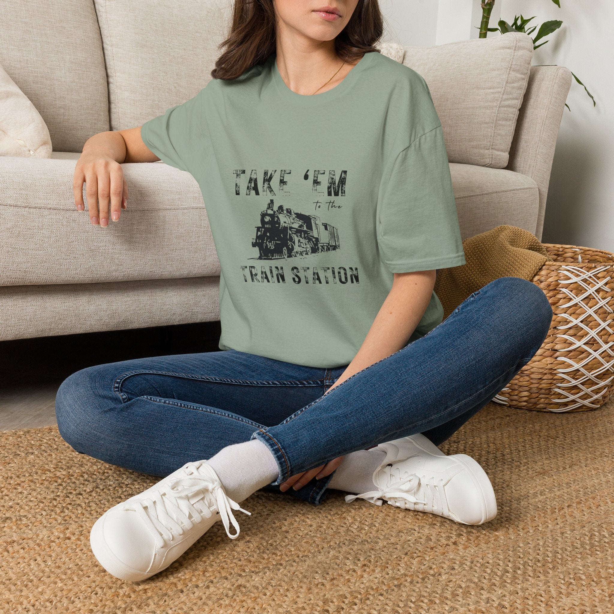 Take 'Em to the Train Station T-Shirt — Funny Sarcastic Gift Vintage Engine Graphic Tee