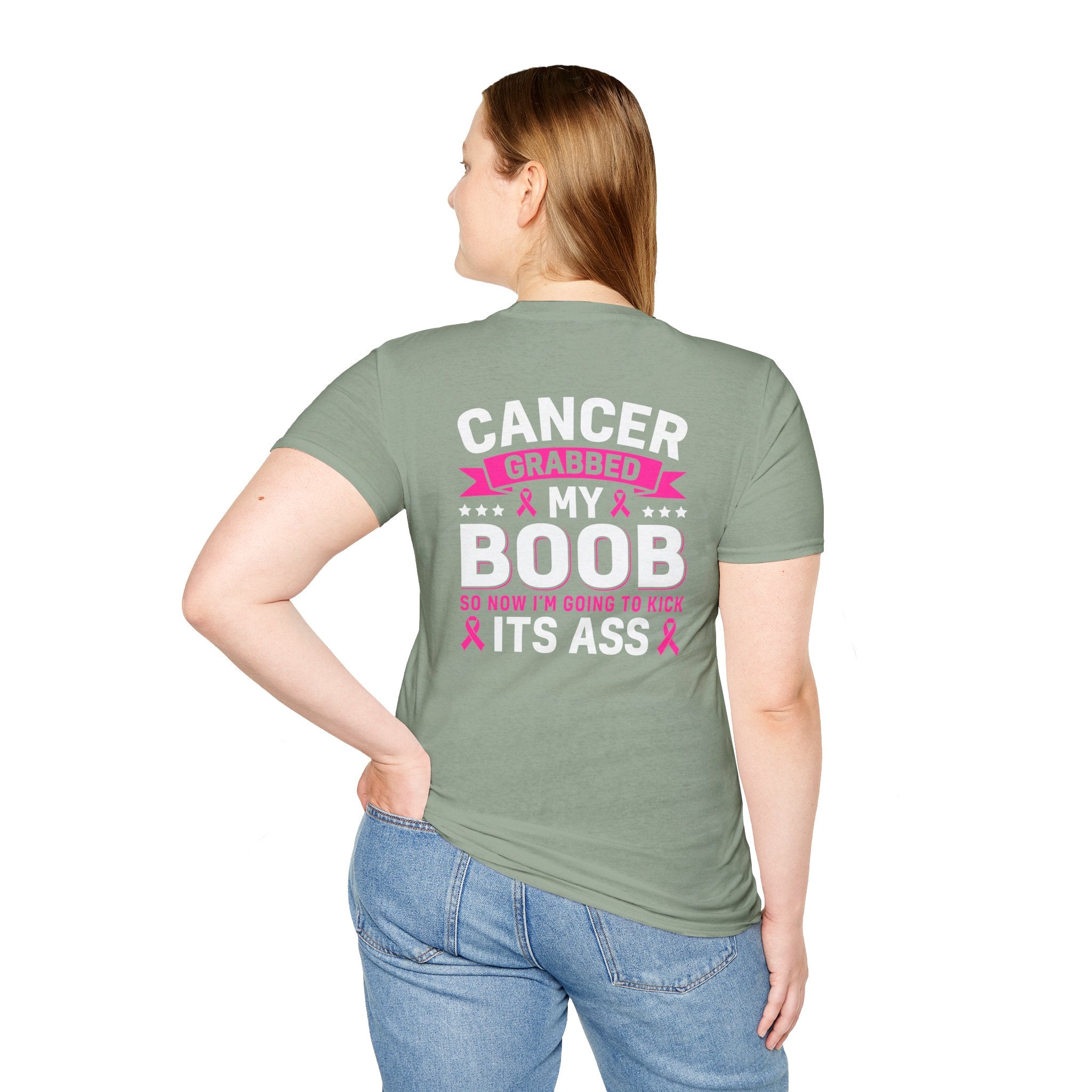 Cancer Grabbed My Boob Now I'm Going to Kick Its Ass T-Shirt — Funny Breast Cancer Awareness Gift