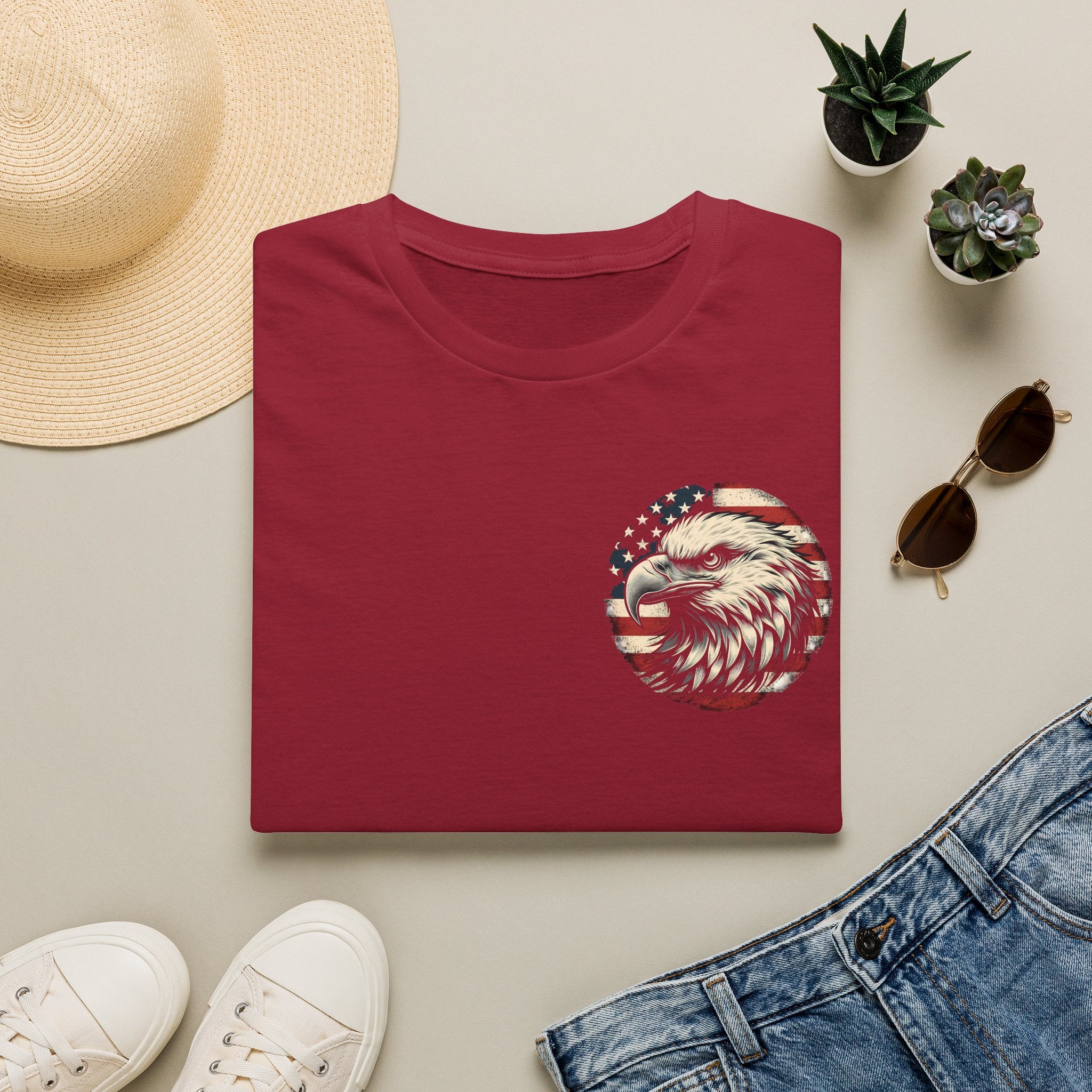 Patriotic Bald Eagle T-Shirt — American Flag Gift for Him Fourth of July Graphic Tee