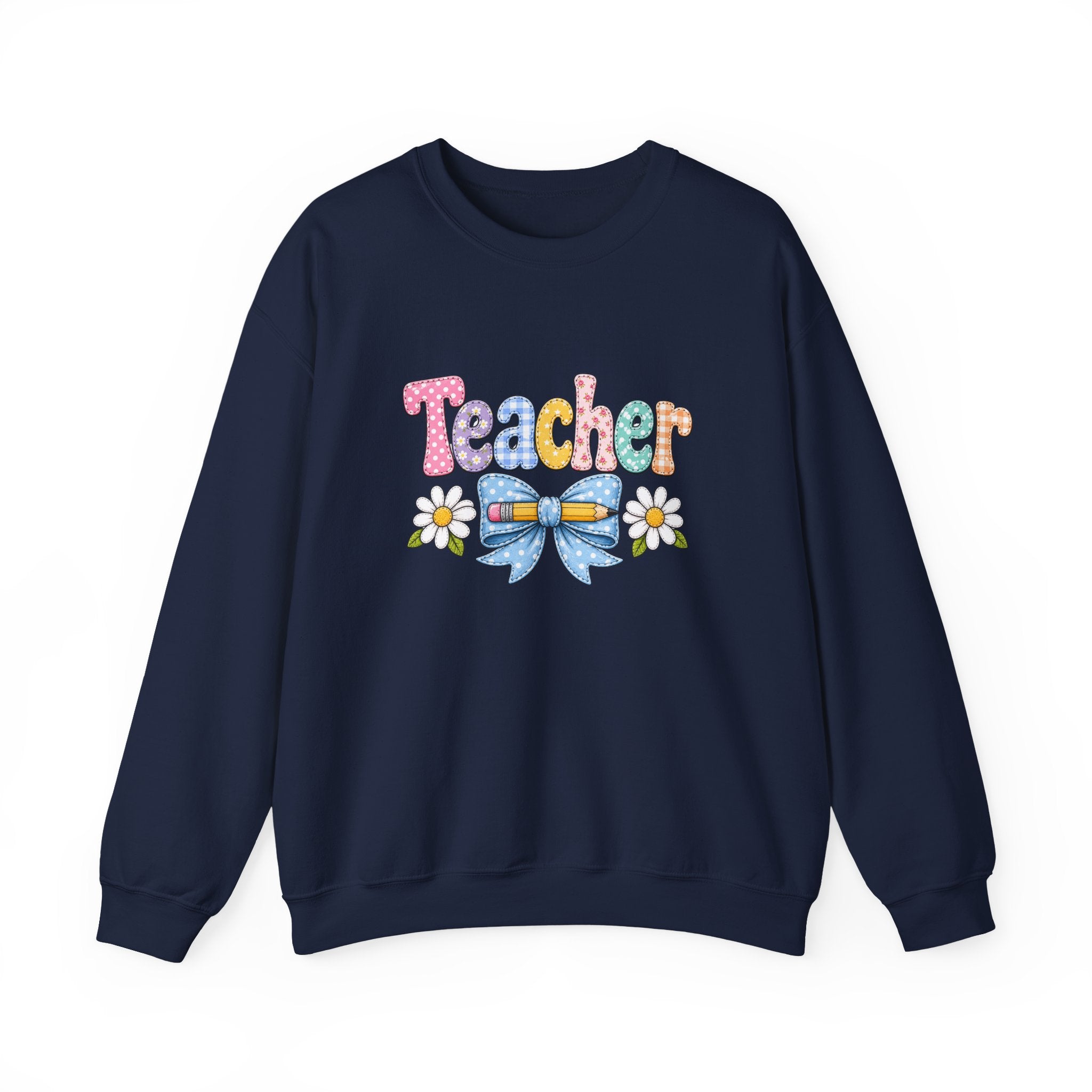 Teacher Floral Bow Sweatshirt — Cute Pastel Gift for Teachers Appreciation Crewneck