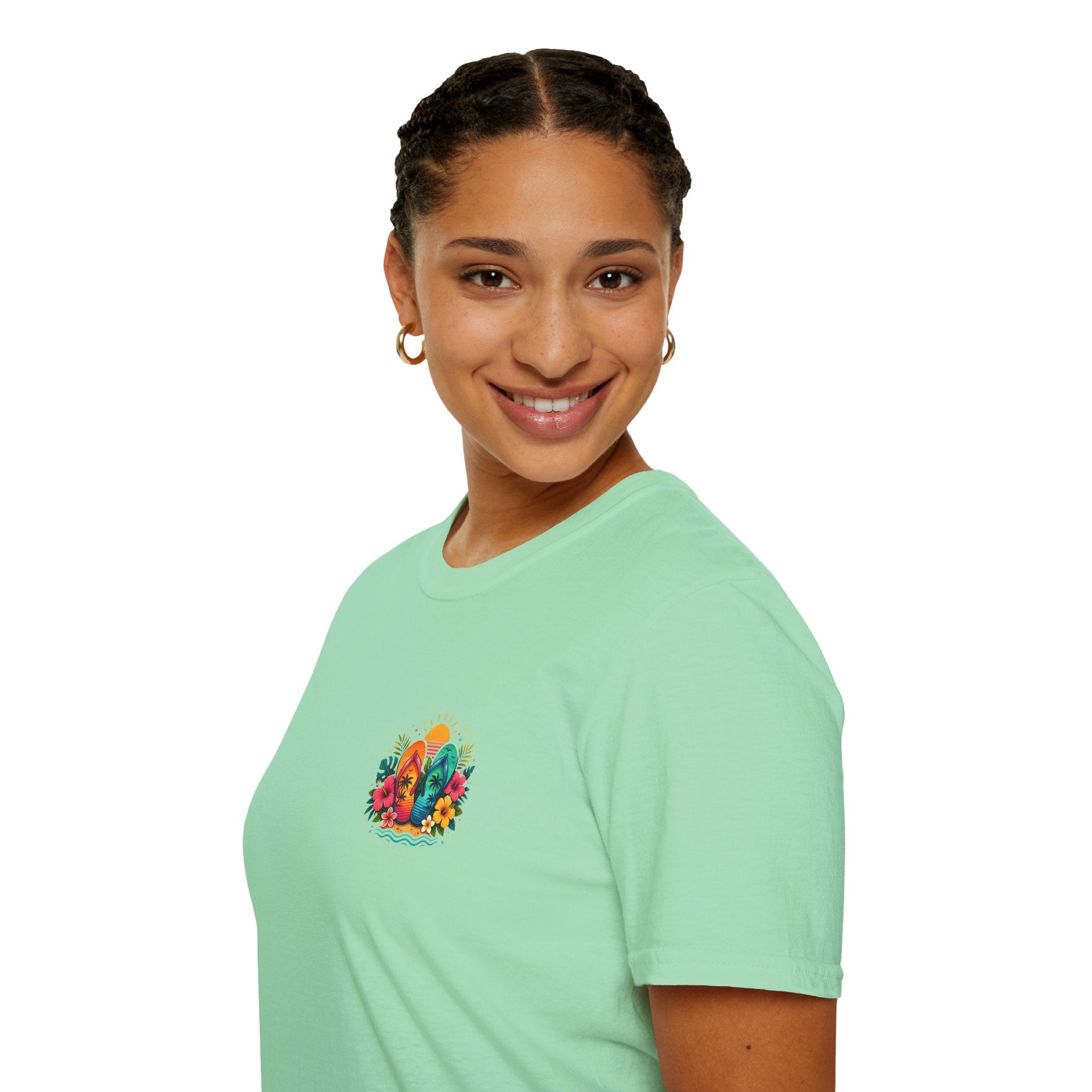 Floral Surf Chest Print T-Shirt — Cute Beach Gift for Women Graphic Tee
