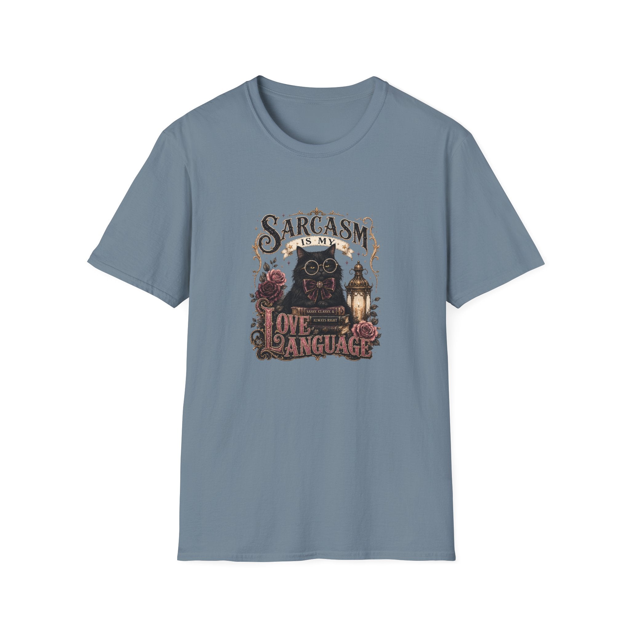 Sarcasm Is My Love Language Cat T-Shirt — Funny Gift for Her Vintage Graphic Tee