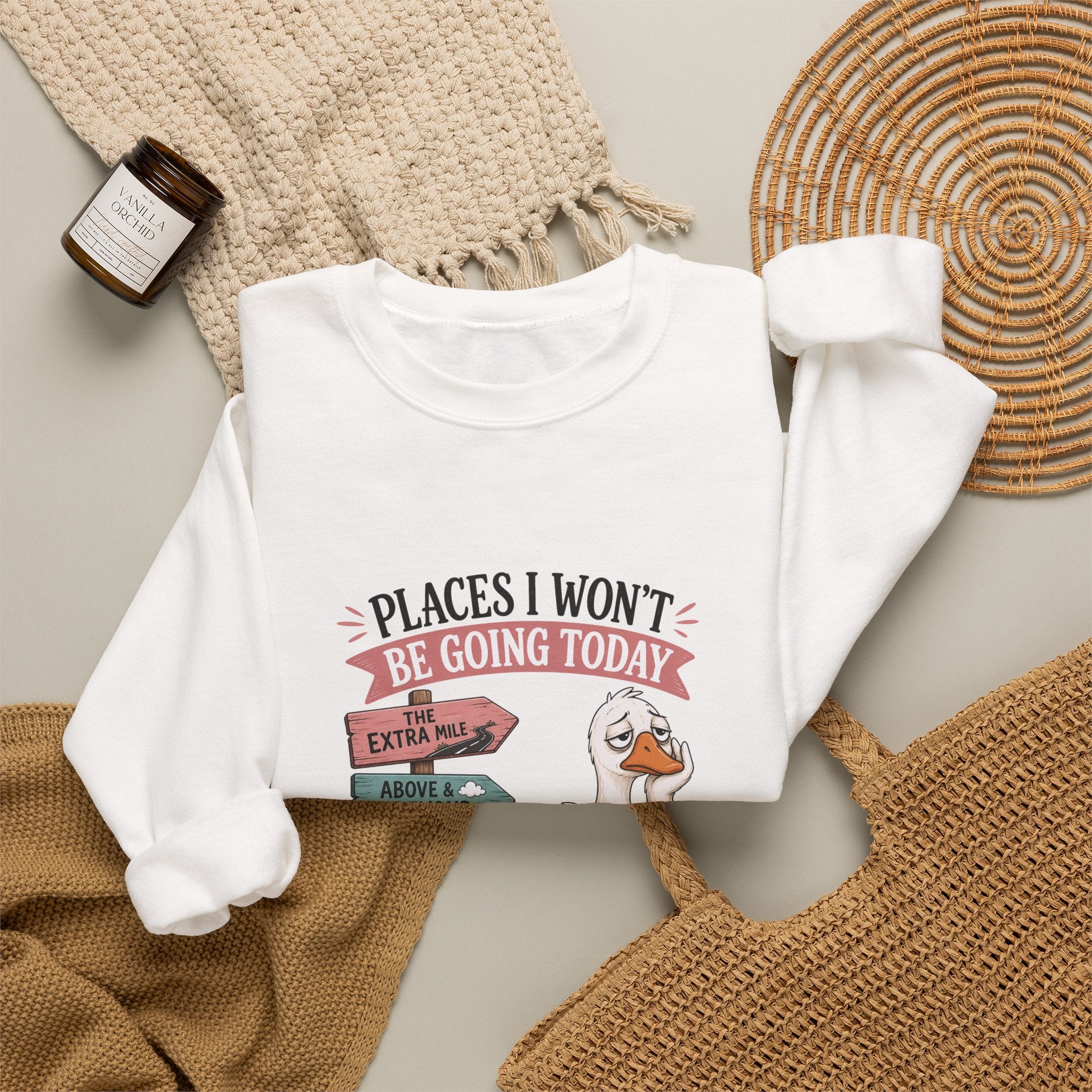 Places I Won't Be Going Today Goose Sweatshirt — Funny Introvert Gift for Her Crewneck