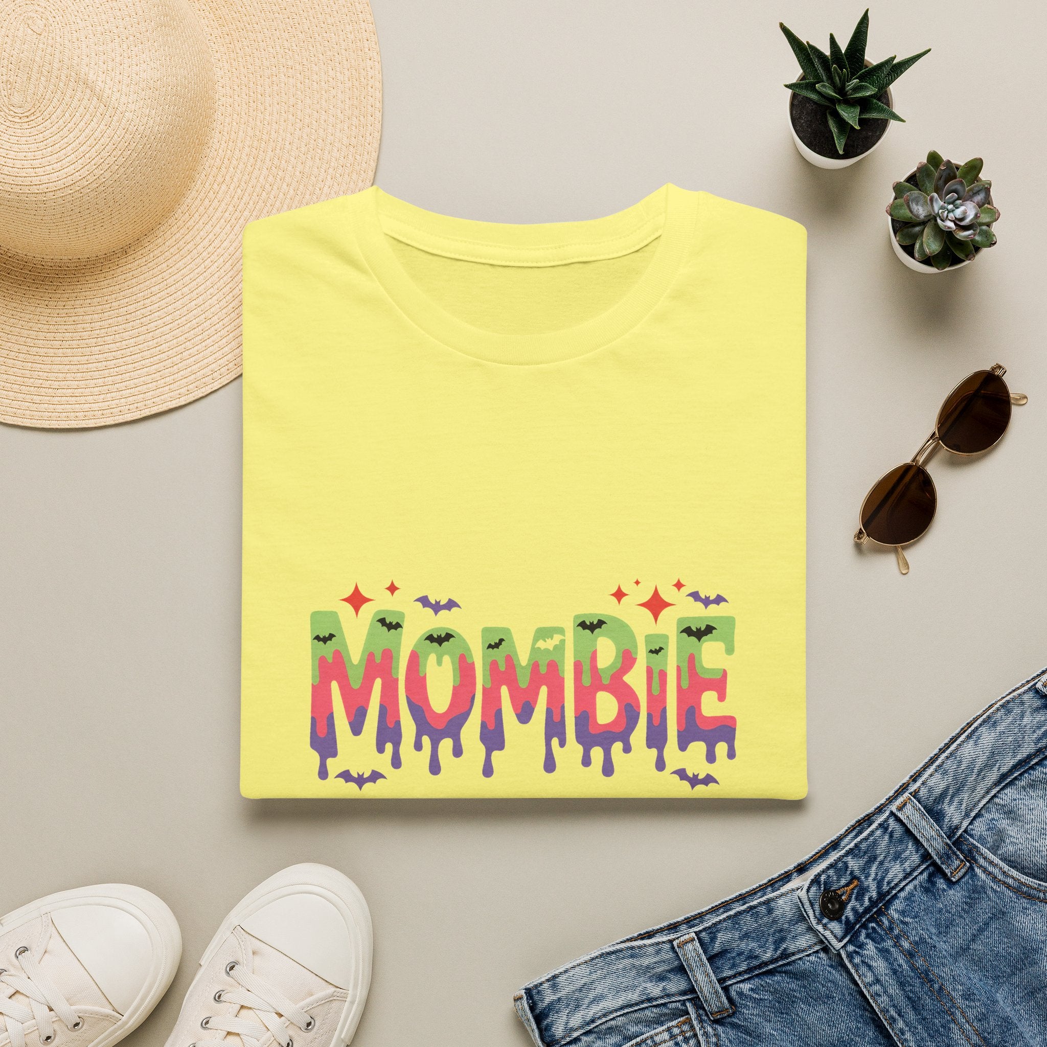 Mombie Halloween T-Shirt — Funny Zombie Mom Gift for Her Neon Graphic Tee