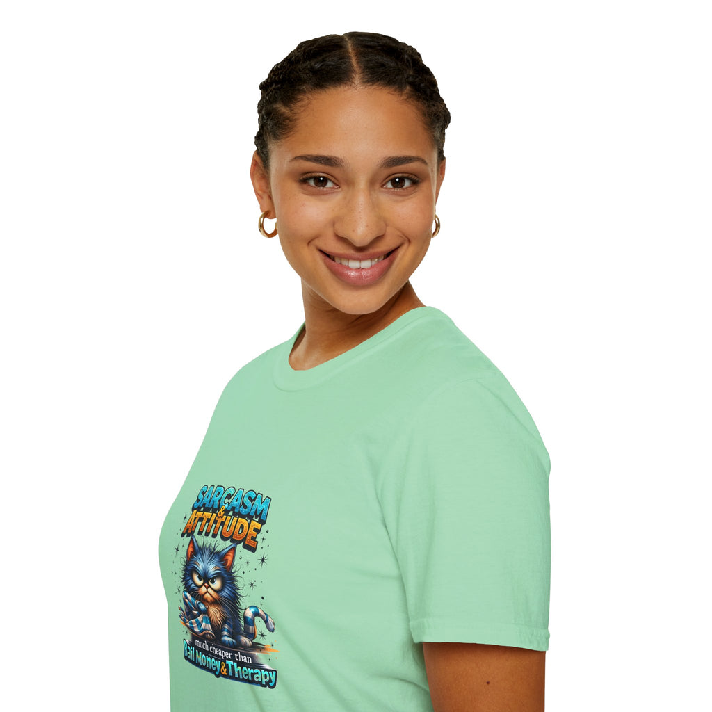 Sarcasm & Attitude Grumpy Cat T-Shirt — Funny Sarcastic Gift for Her Graphic Tee