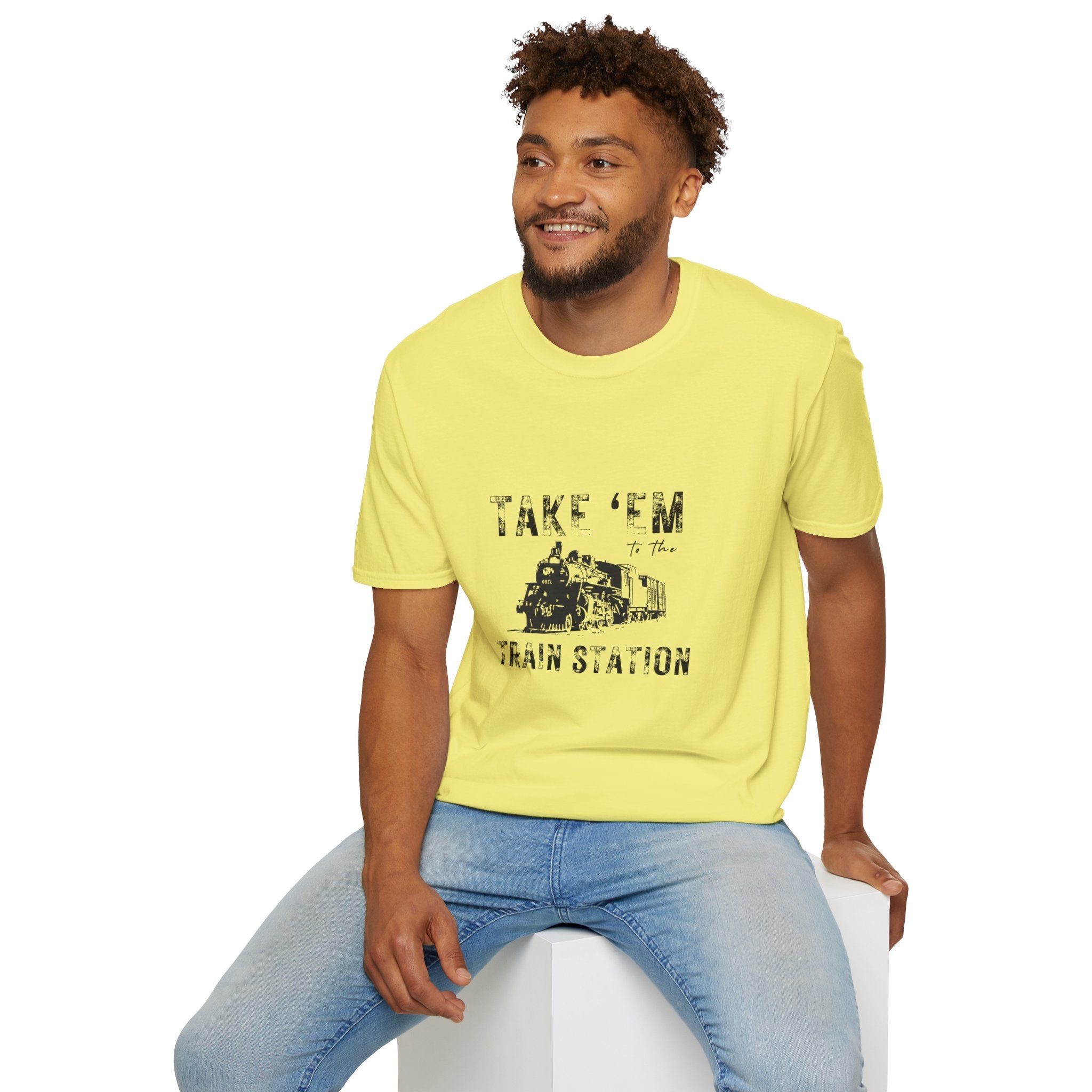 Take 'Em to the Train Station T-Shirt — Funny Sarcastic Gift Vintage Engine Graphic Tee