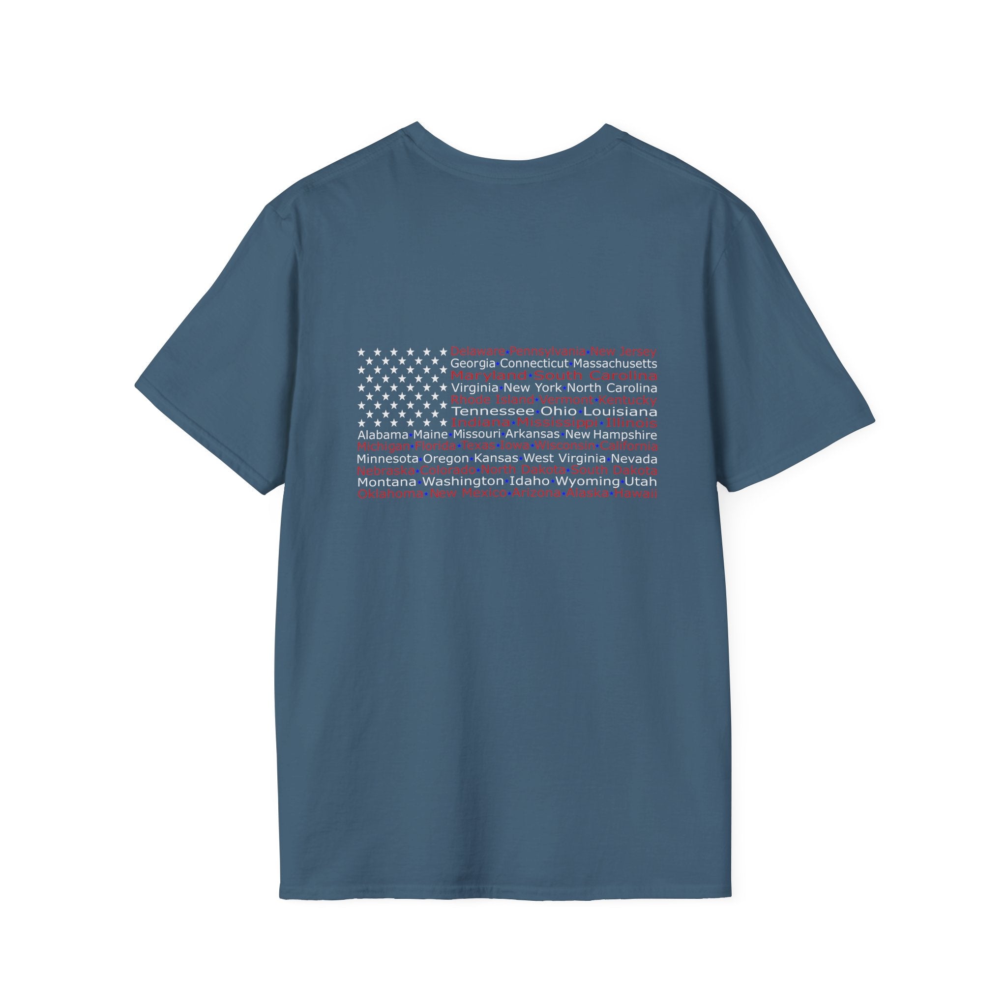United American Flag T-Shirt — Patriotic Gift for Him Red Chest Graphic Tee