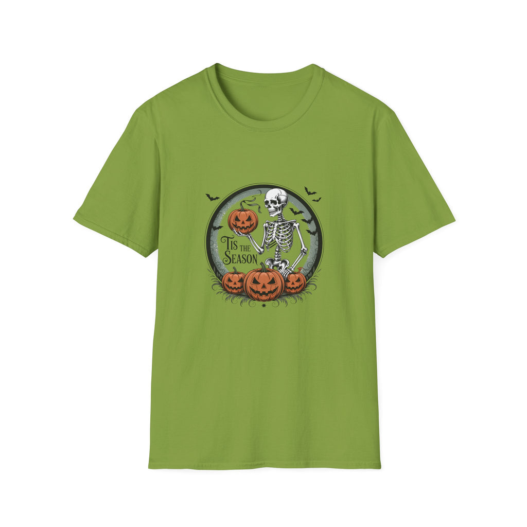 Tis the Season Skeleton Pumpkin T-Shirt — Funny Halloween Gift for Women Graphic Tee