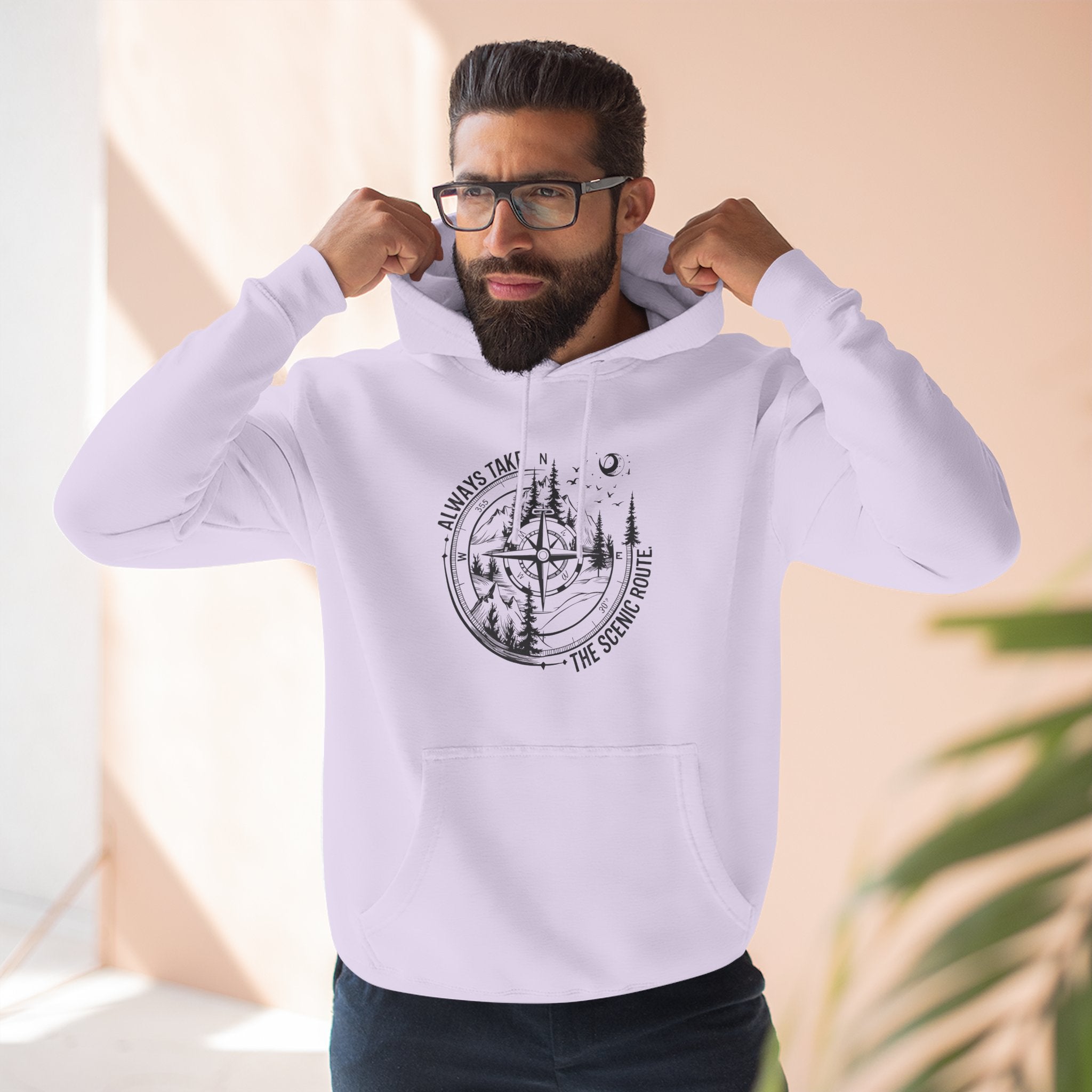 Hoodie — "Always Take the Scenic Route" Camping Graphic Pullover