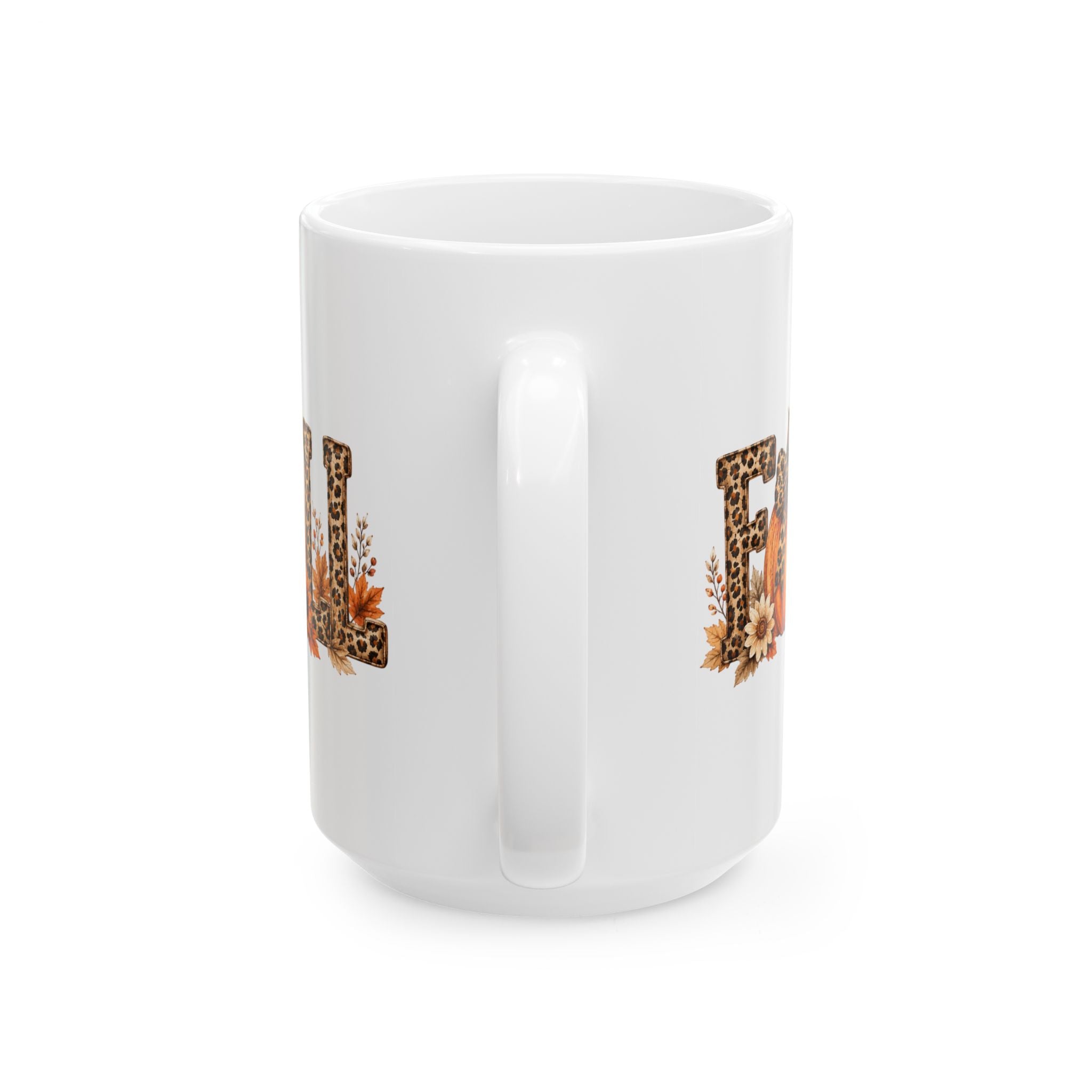 Fall Floral Leopard Sunflower Mug — Cute Autumn Gift Ceramic Coffee Cup 11oz 15oz