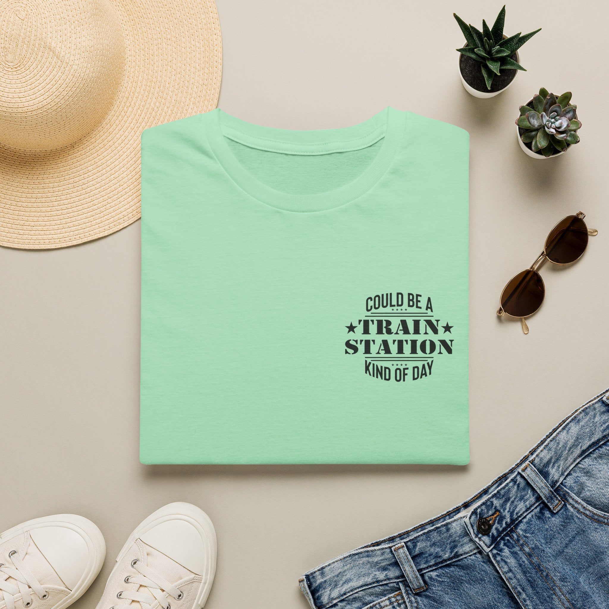 Could Be a Train Station Kind of Day T-Shirt — Funny Sarcastic Gift for Her Pocket Tee