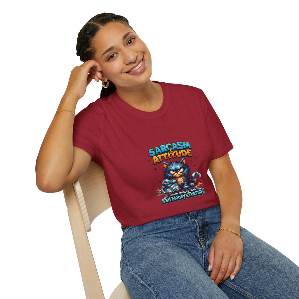 Sarcasm & Attitude Grumpy Cat T-Shirt — Funny Sarcastic Gift for Her Graphic Tee