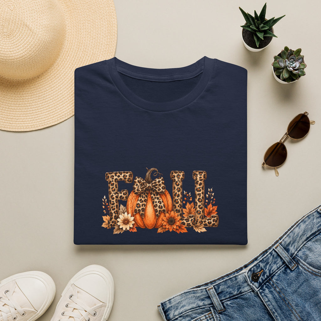 Fall Leopard Pumpkin T-Shirt — Cute Autumn Gift for Women Floral Graphic Tee