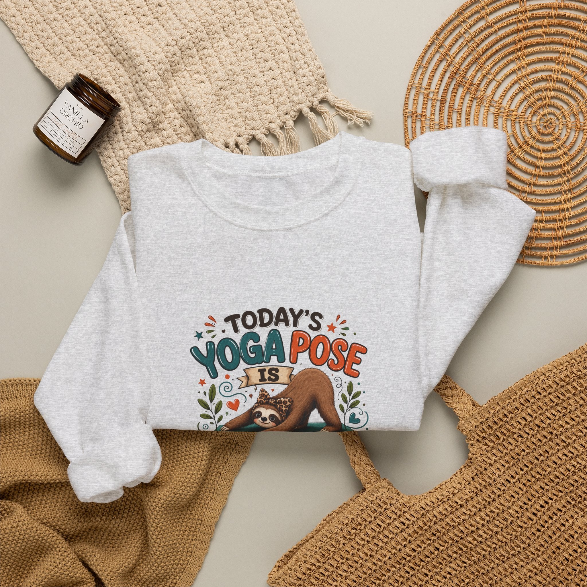 Downward Spiral Sloth Sweatshirt — Funny Lazy Gift for Her Yoga Pose Crewneck
