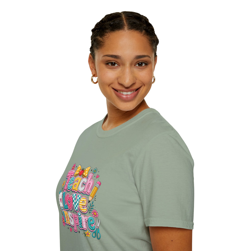 Teach Love Inspire T-Shirt — Cute Colorful Teacher Gift School Appreciation Tee