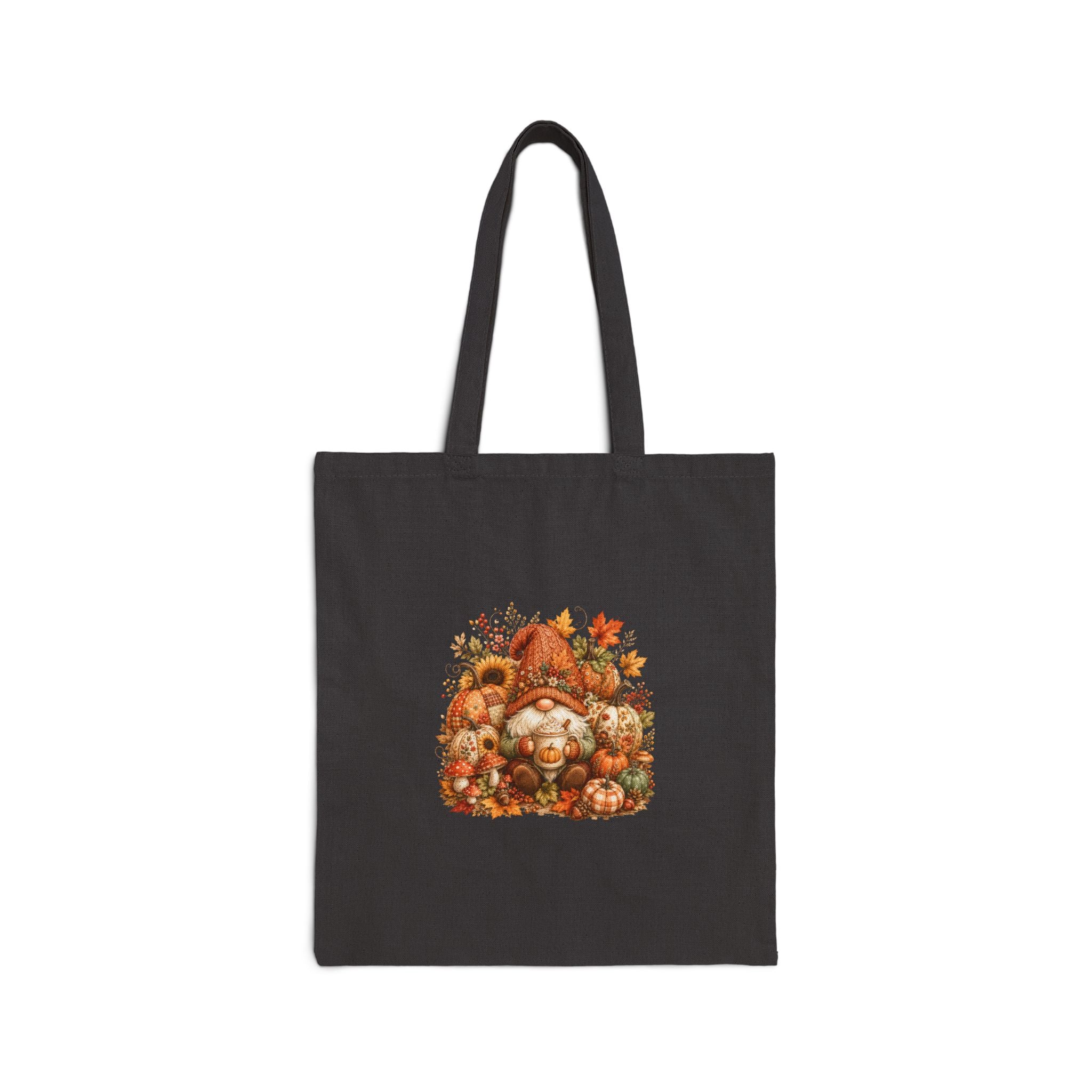 Autumn Gnome Harvest Canvas Tote Bag — Cute Fall Gift for Women Market Shopper