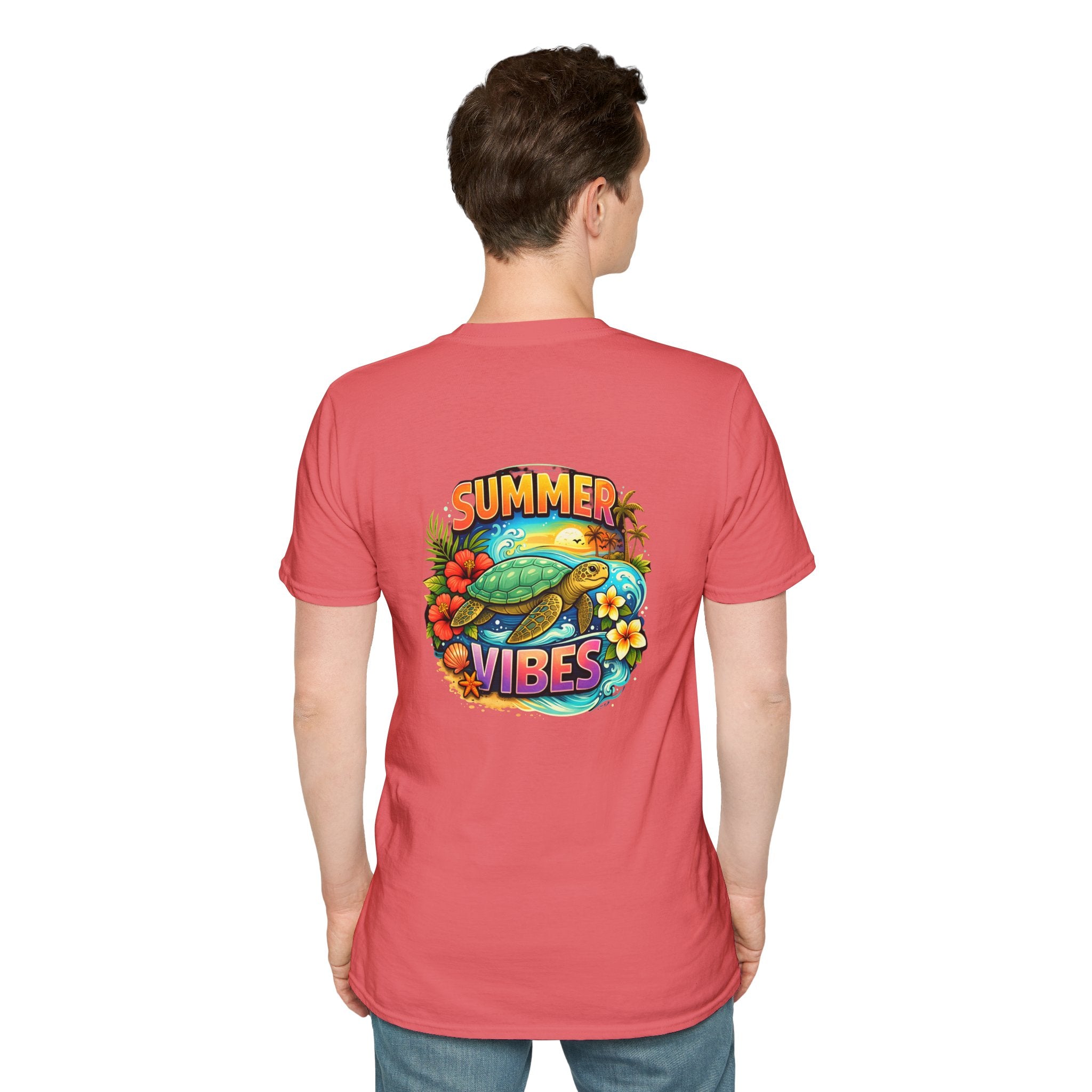 Summer Vibes Sea Turtle T-Shirt — Cute Beach Gift for Women Surf Floral Graphic Tee