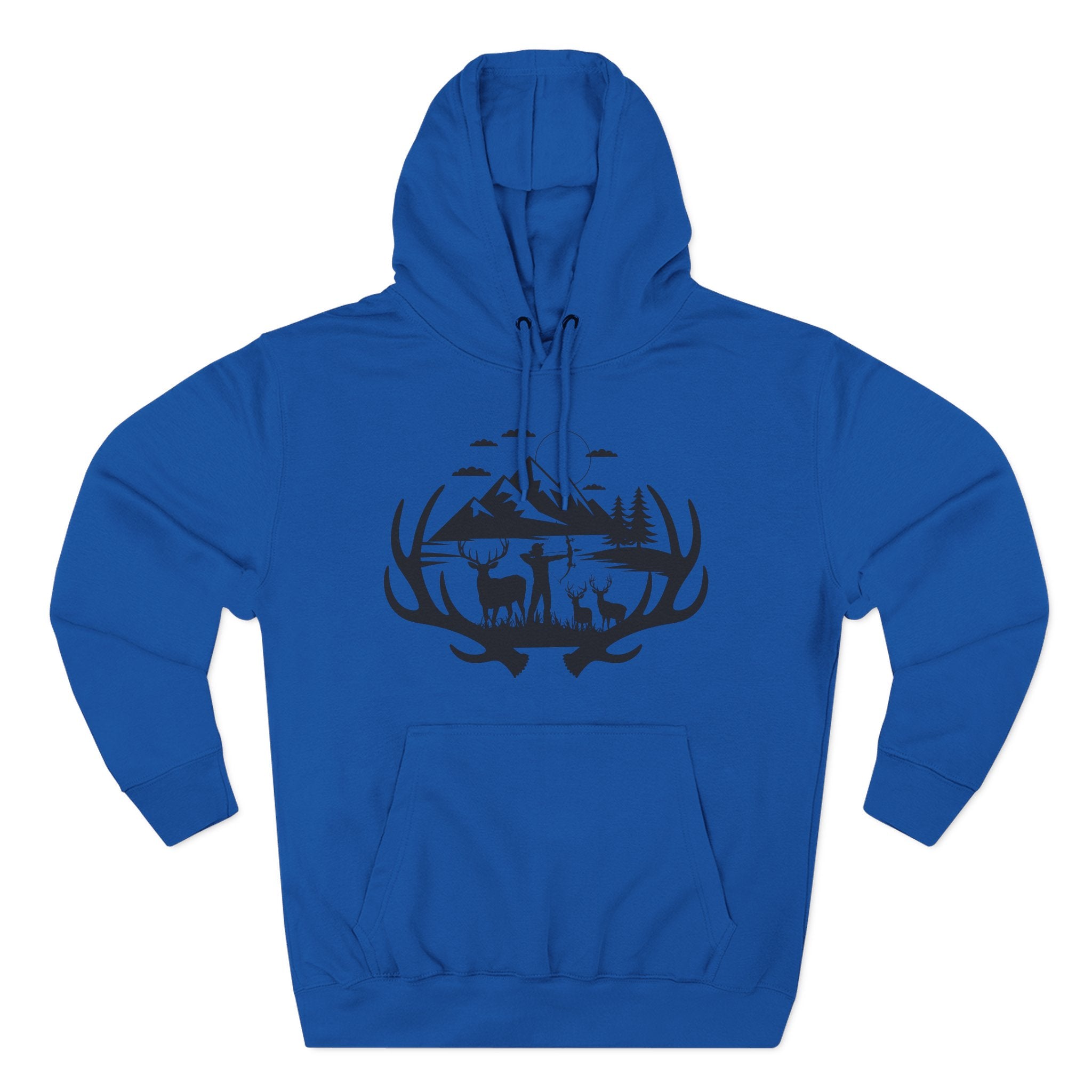 Deer Antler Mountain Hoodie — Rustic Outdoor Gift for Him Wildlife Graphic Pullover