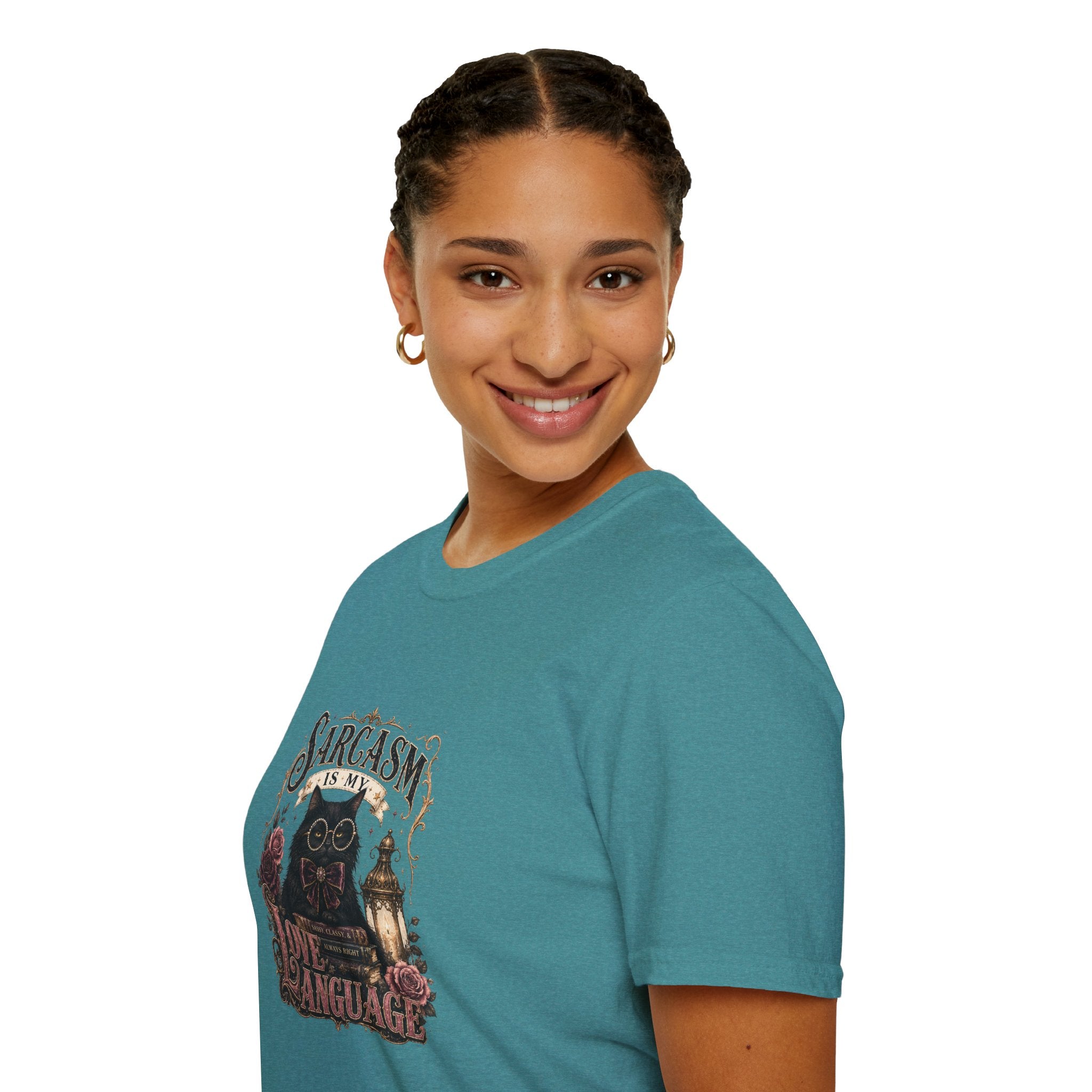 Sarcasm Is My Love Language Cat T-Shirt — Funny Gift for Her Vintage Graphic Tee