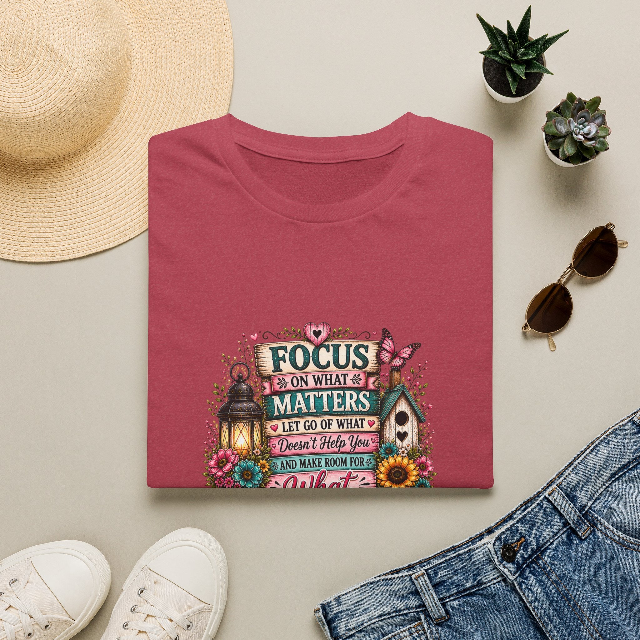Focus on What Matters Floral T-Shirt — Inspirational Motivational Gift for Women Tee