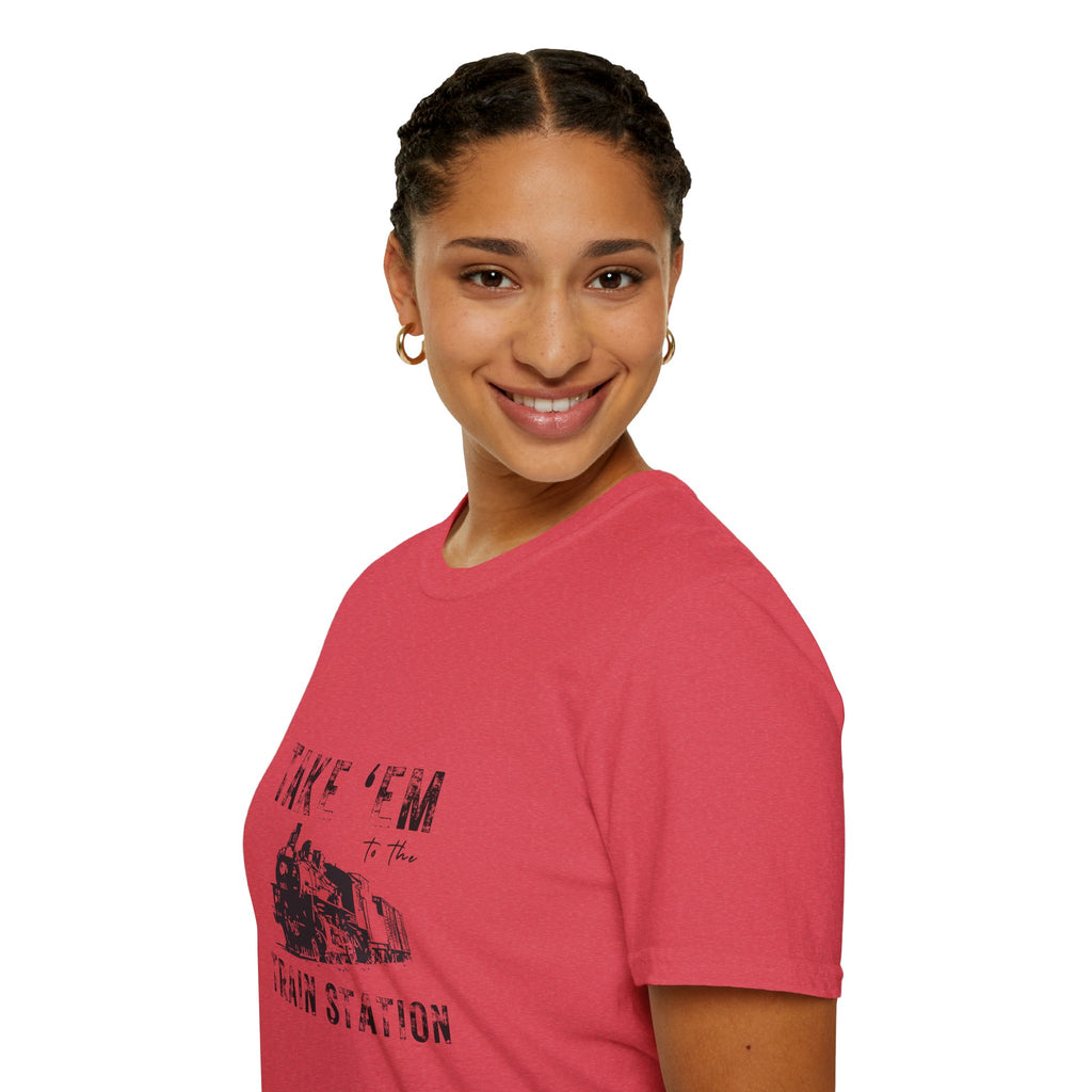 Take 'Em to the Train Station T-Shirt — Funny Sarcastic Gift Vintage Engine Graphic Tee