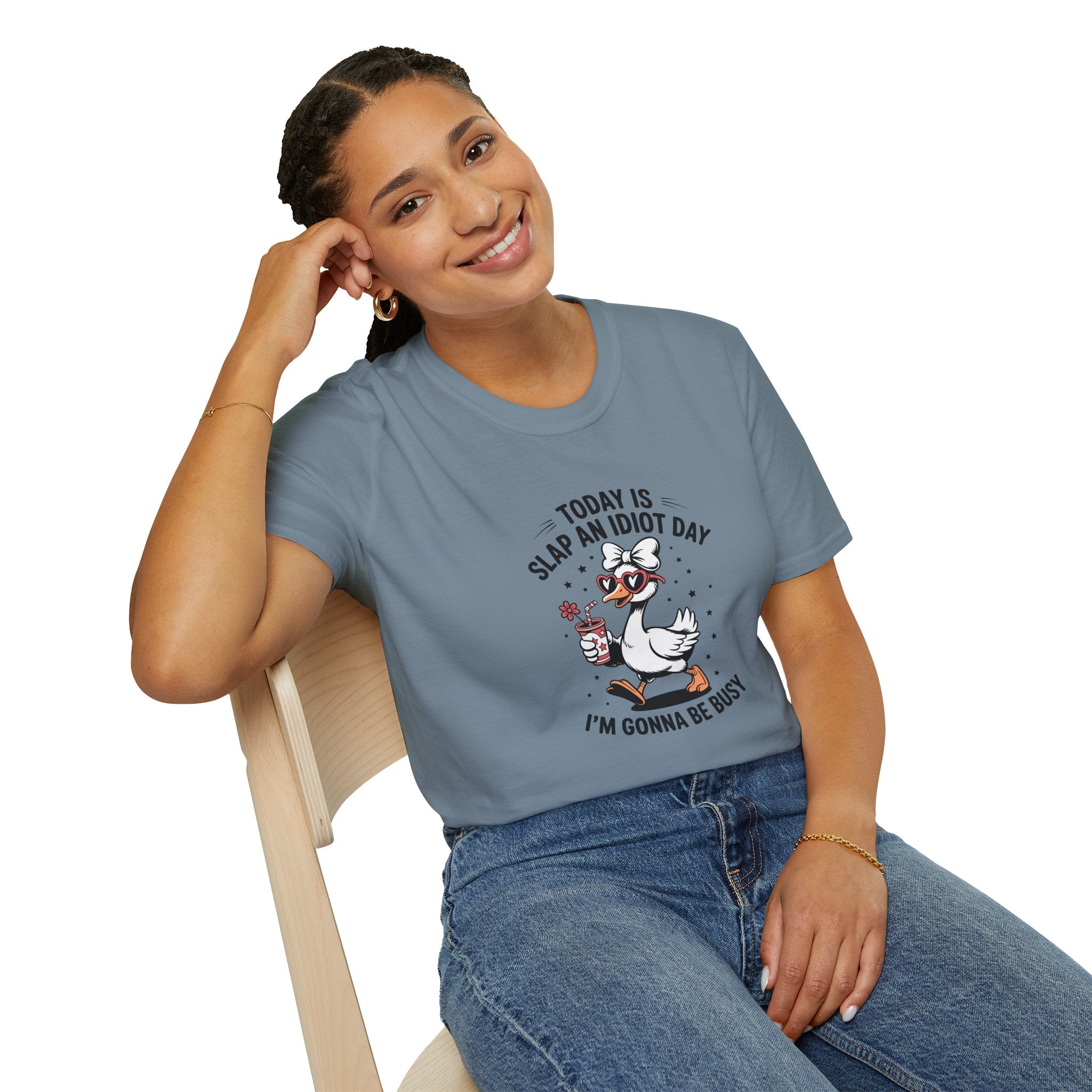 Today Is Slap An Idiot Day Duck T-Shirt — Funny Sarcastic Gift for Her Graphic Tee