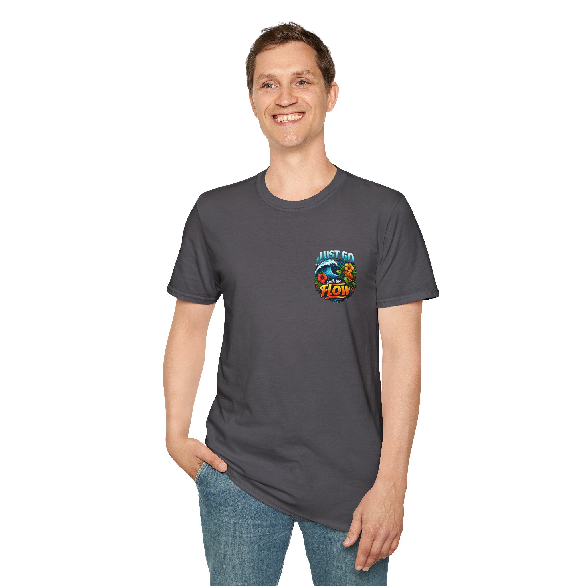 Go With the Flow Sea Turtle T-Shirt — Cute Beach Gift for Women Ocean Floral Tee