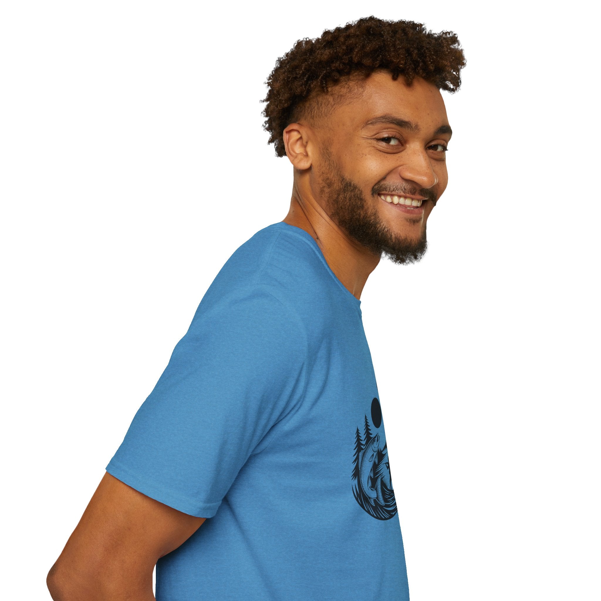 Deer & Fish Forest Silhouette T-Shirt — Rustic Outdoor Gift for Hunters Graphic Tee