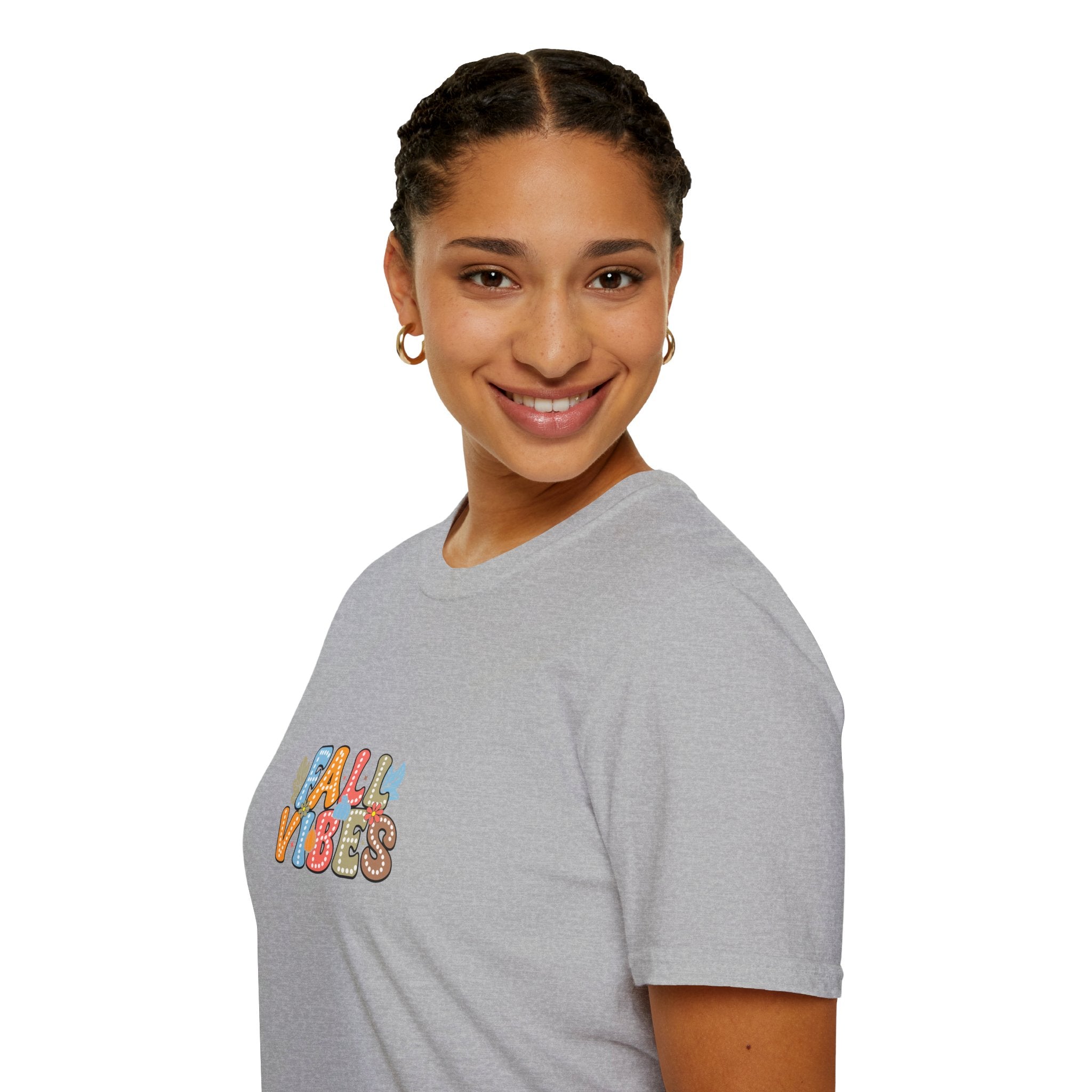 Fall Vibes Colorful Autumn T-Shirt — Cute Fall Gift for Women Graphic Tee