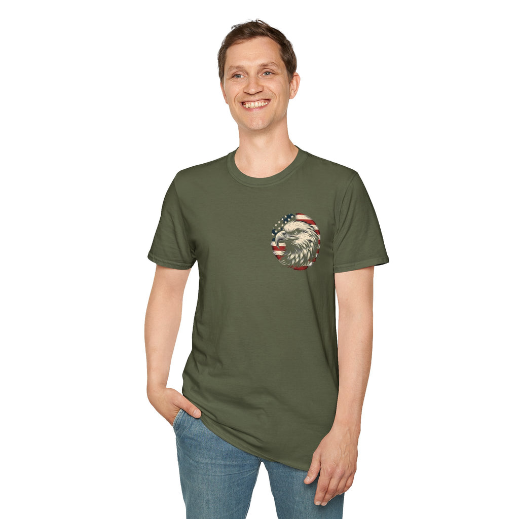 Patriotic Bald Eagle T-Shirt — American Flag Gift for Him Fourth of July Graphic Tee