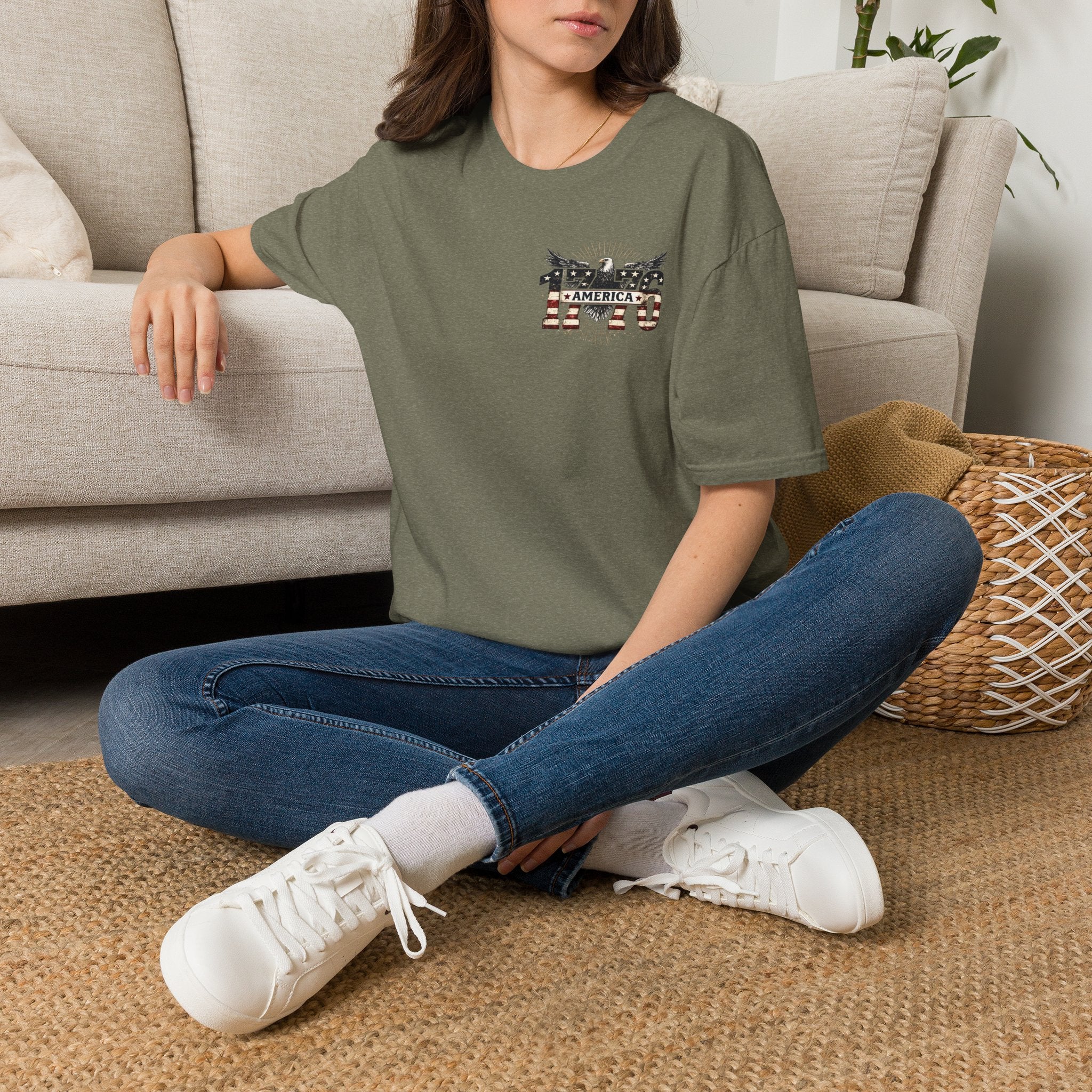 1776 American Flag Eagle T-Shirt — Vintage Patriotic Gift for Him Fourth of July Tee