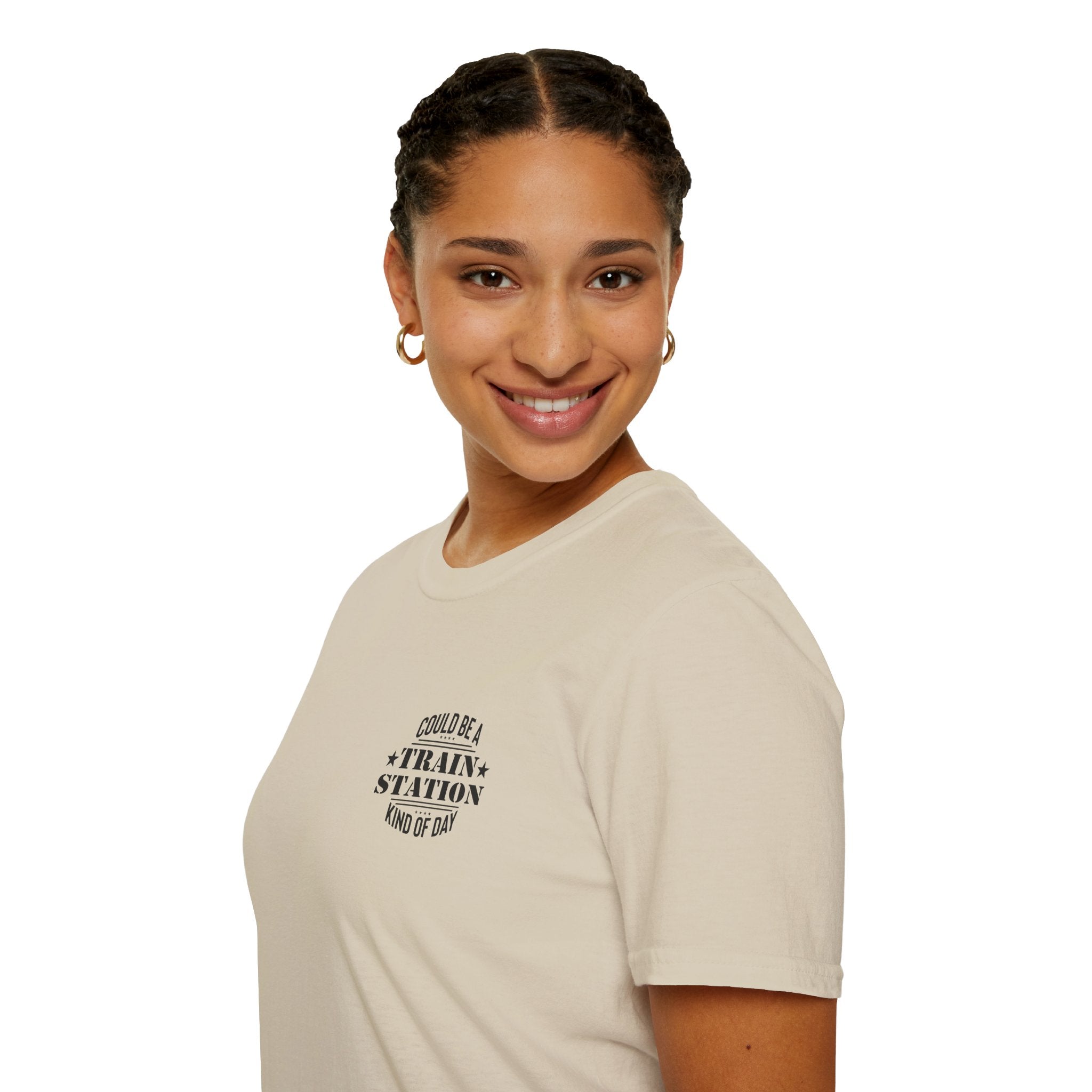 Could Be a Train Station Kind of Day T-Shirt — Funny Sarcastic Gift for Her Pocket Tee