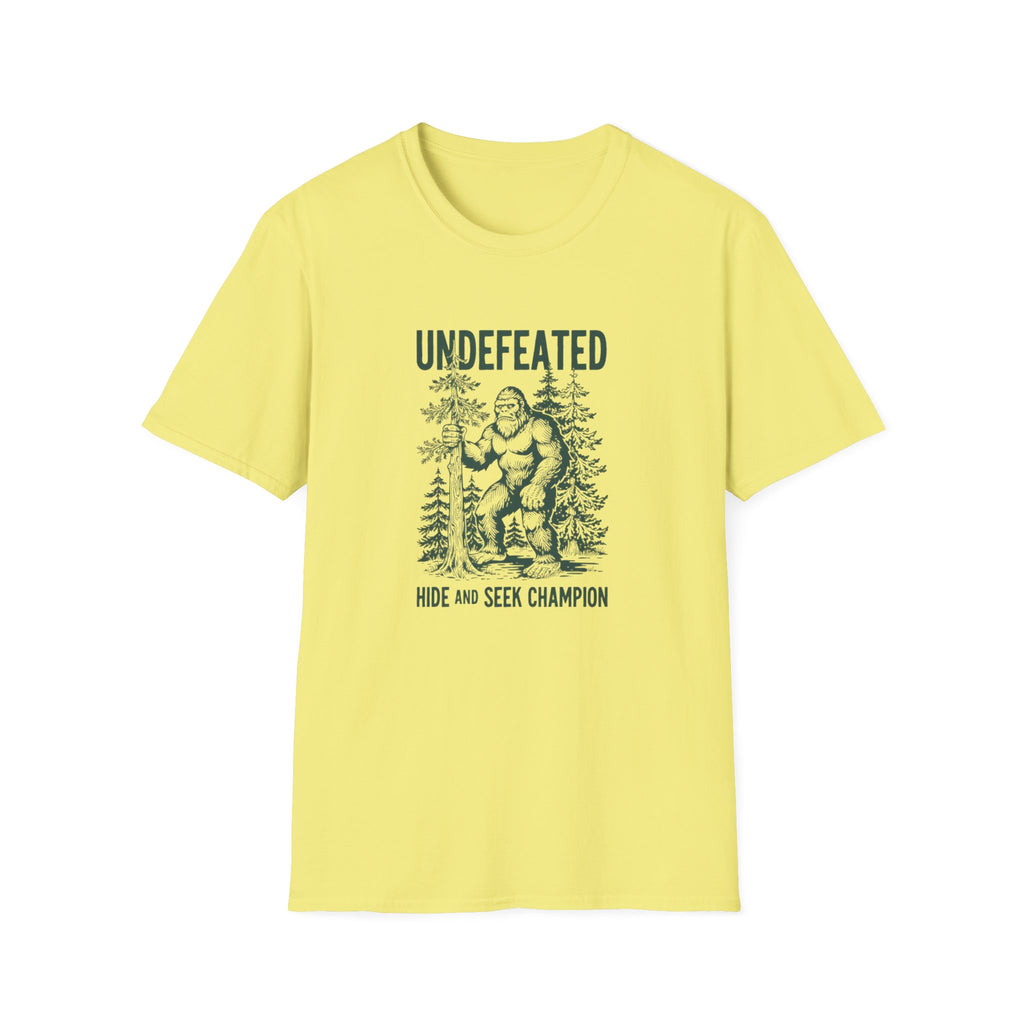 Undefeated Bigfoot T-Shirt — 'Hide and Seek Champion' Graphic Tee