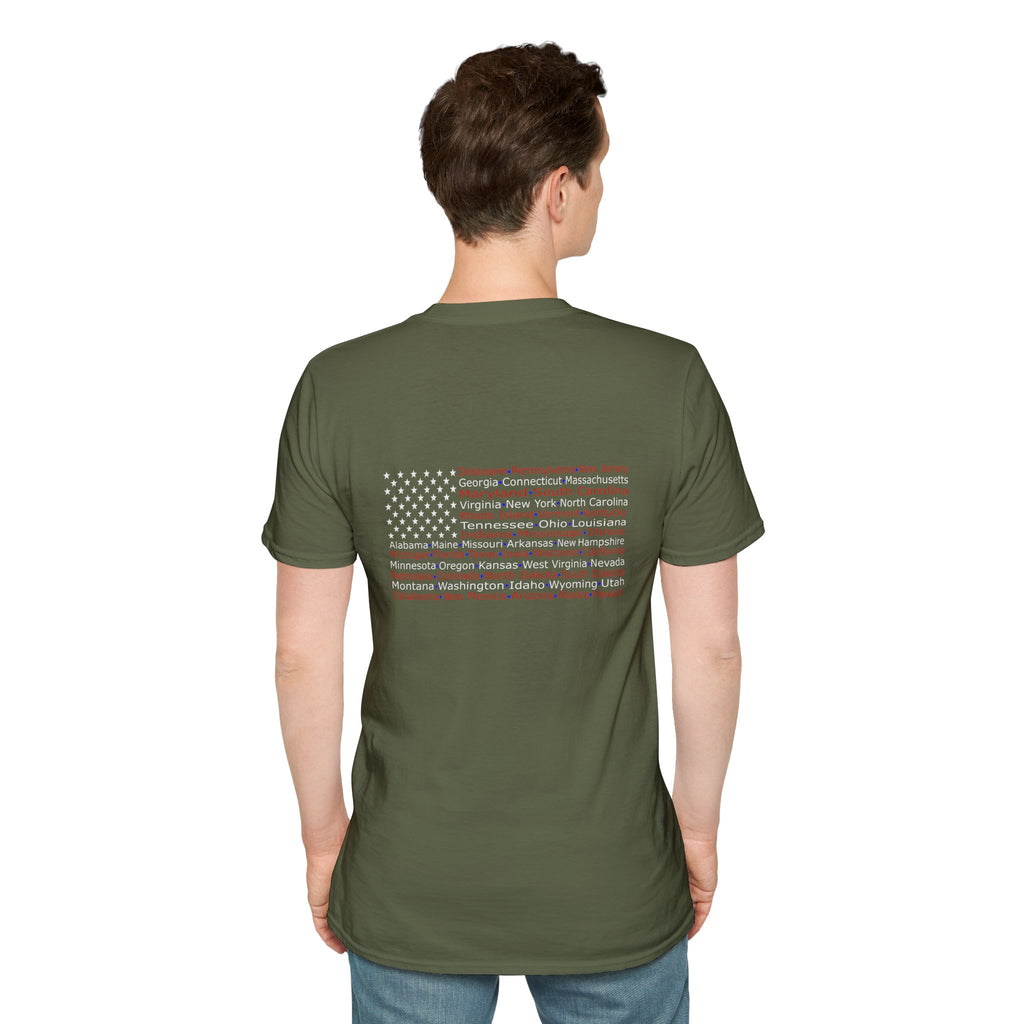 United American Flag T-Shirt — Patriotic Gift for Him Red Chest Graphic Tee
