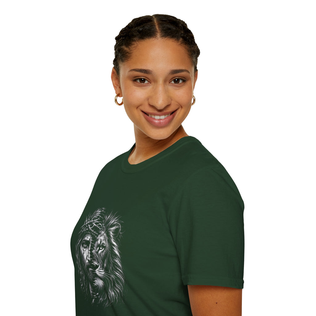 Lion of Judah T-Shirt — Crown of Thorns Half-Face Lion Christian Graphic Tee